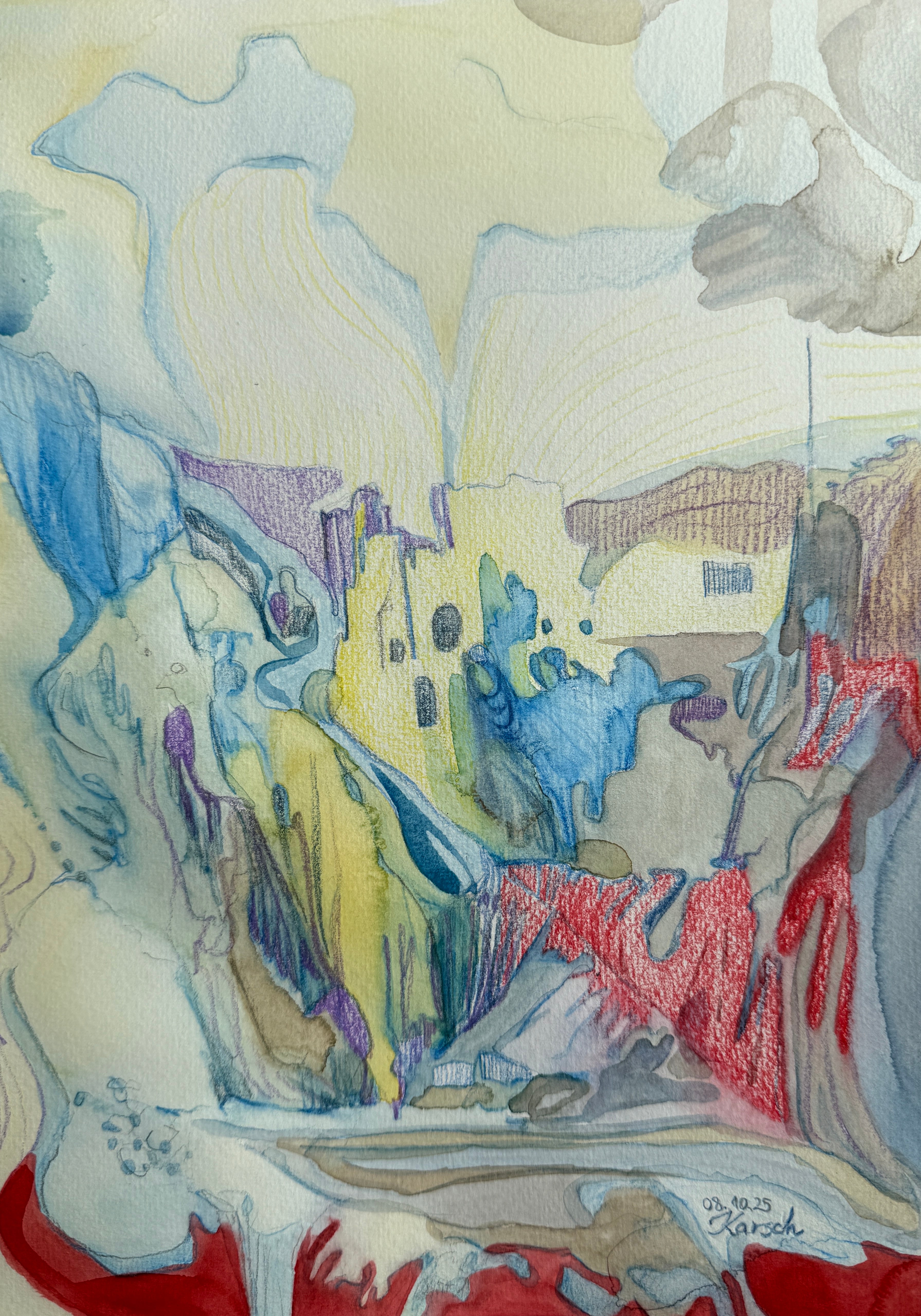 Scream, pencildrawing, aquarell, original art on paper