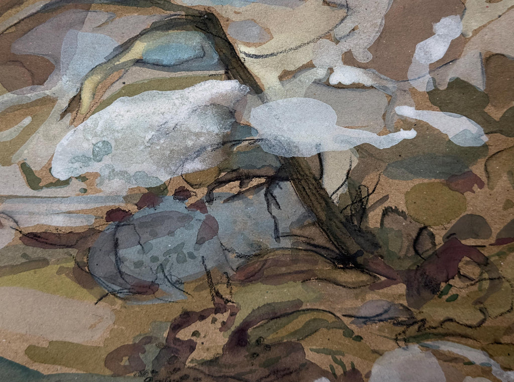 Landscape, 14.12.2024, charcoal and chalk, recycled paper, original