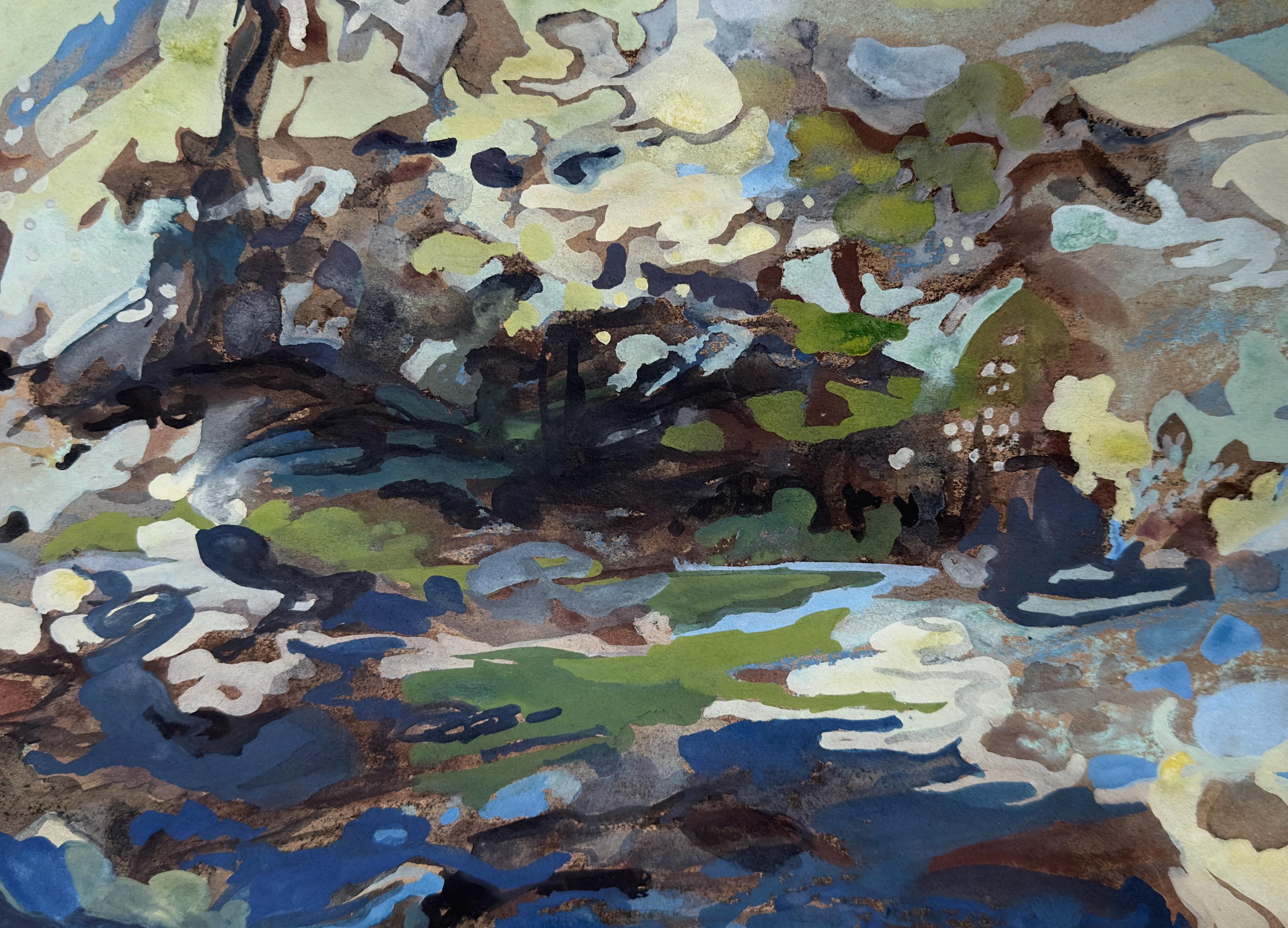 Landscapesketch, chalks and charcoal, recycled paper, original