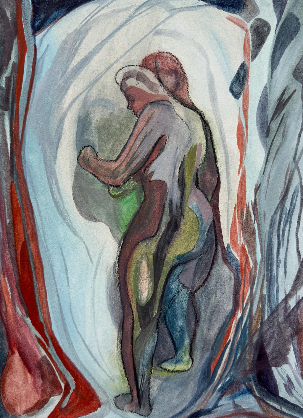 Female Figure, oil on paper, small oilsketch
