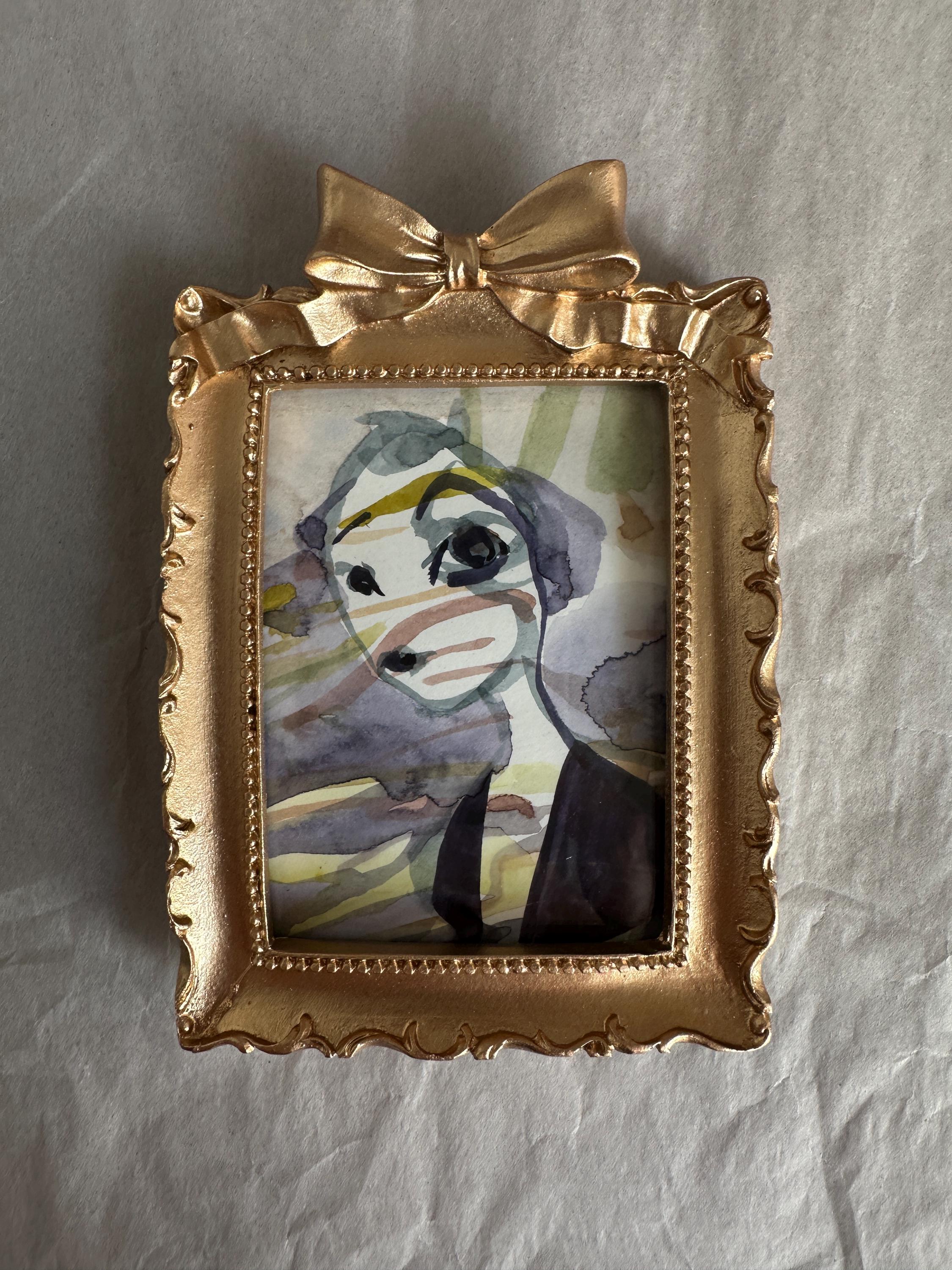 Small Woman's Portrait, framed drawig, original artwork
