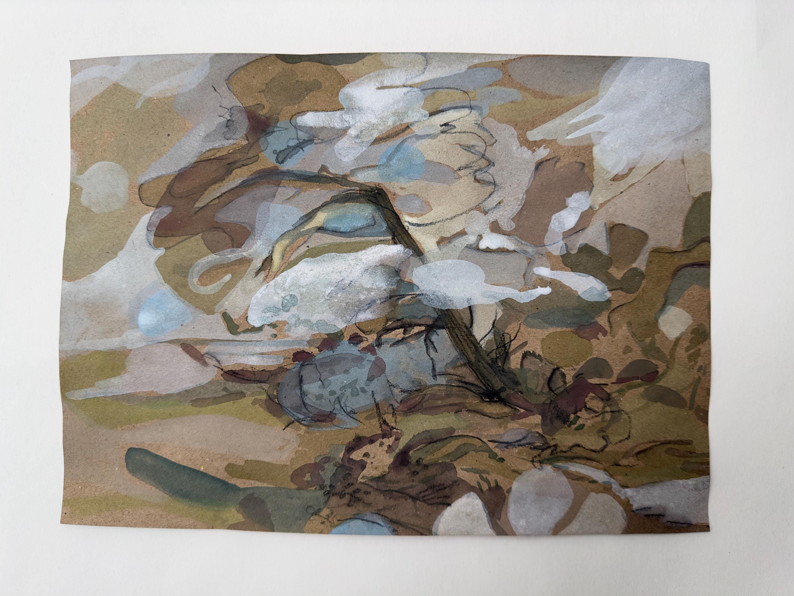 Landscape, 14.12.2024, charcoal and chalk, recycled paper, original