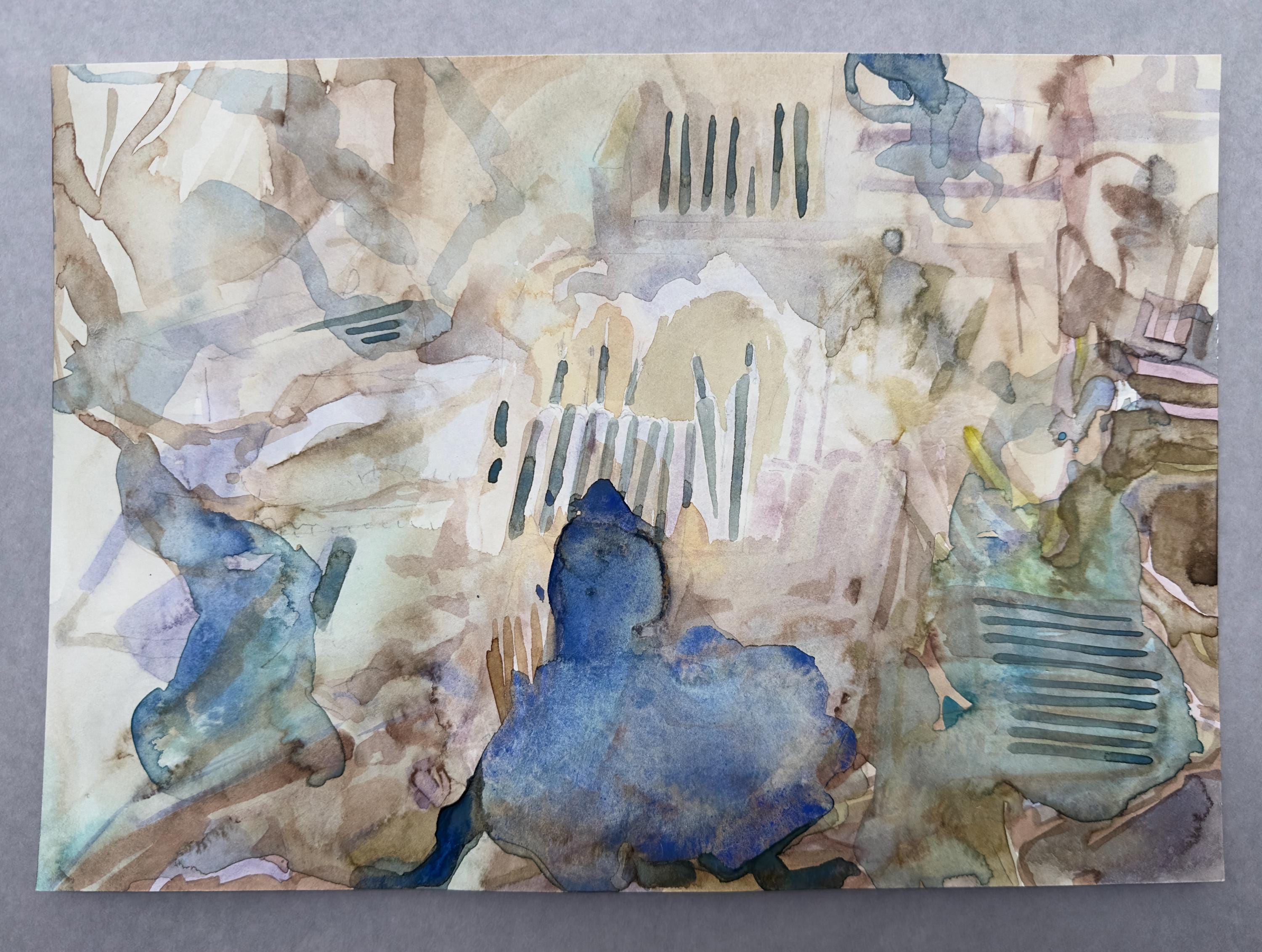 Abstract Watercolor, artworks on paper, drawings, original art