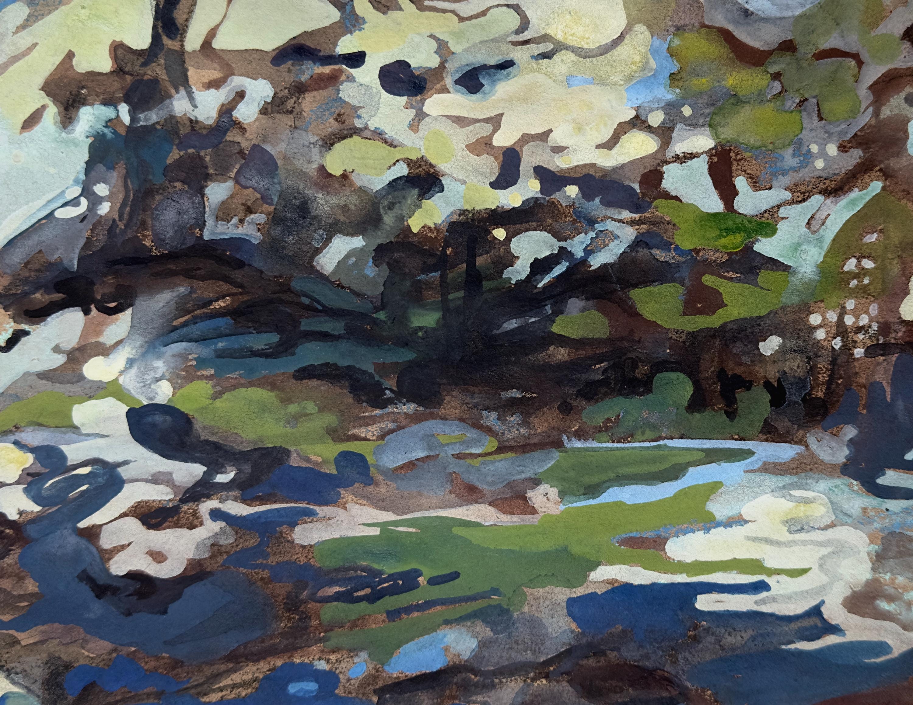 Landscapesketch, chalks and charcoal, recycled paper, original