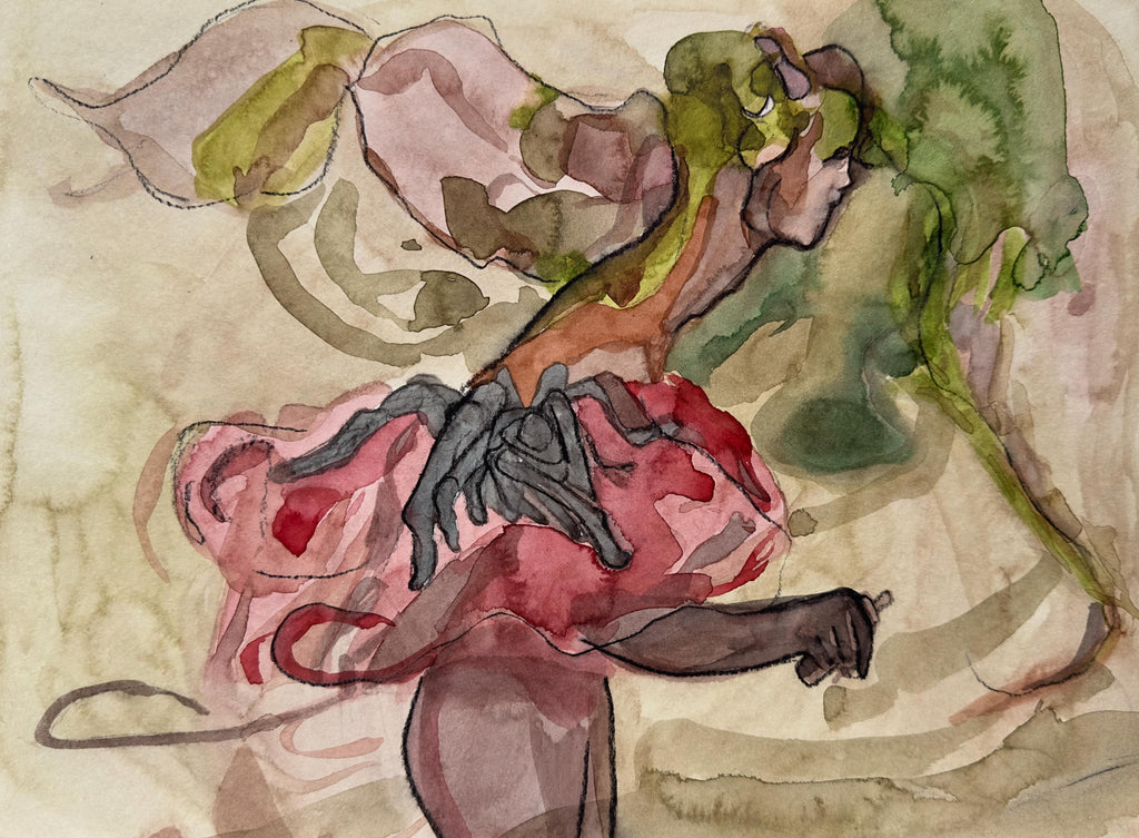 Spider, charcoal and watercolor on paper, original work