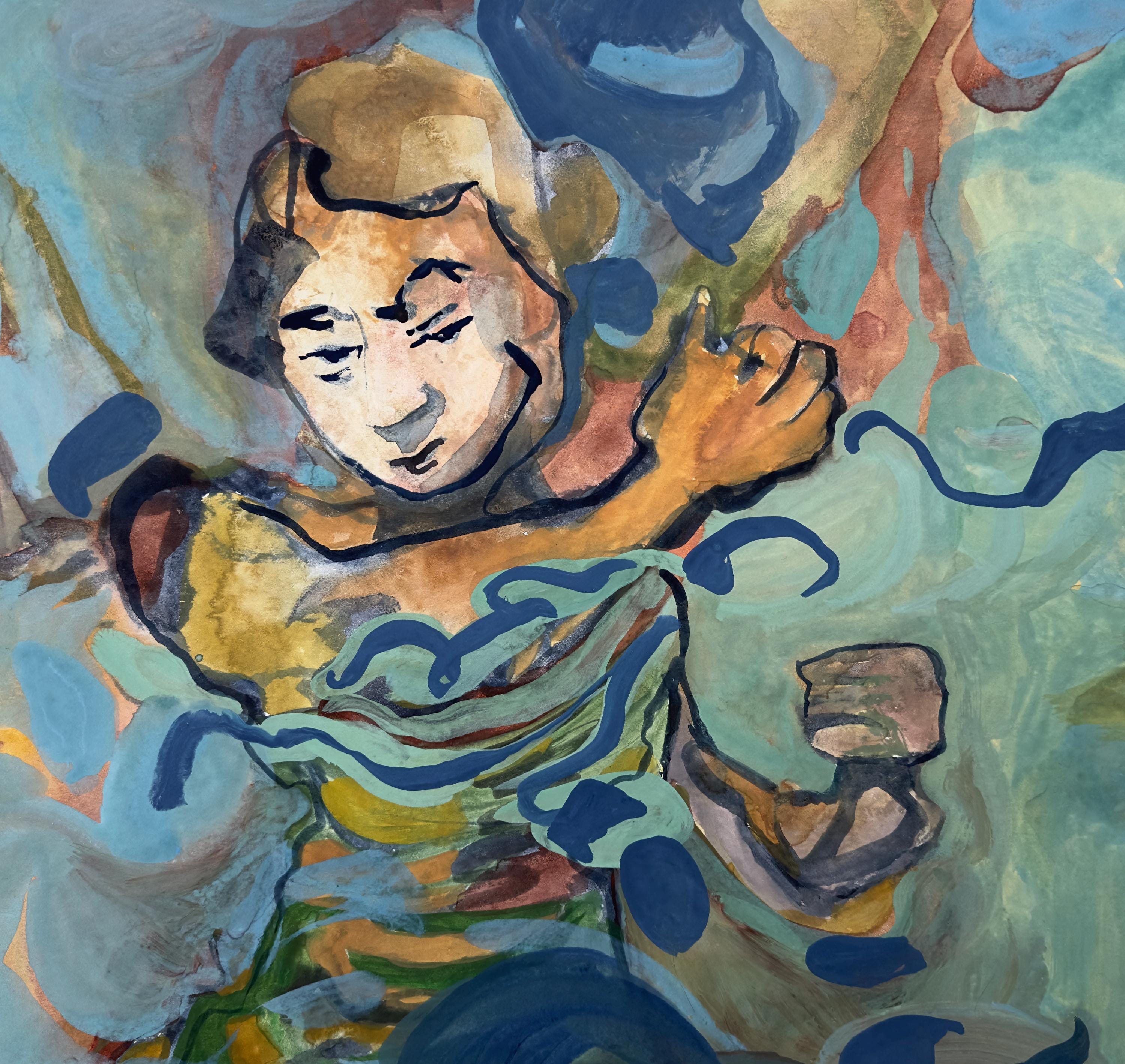Monologue, gouache on paper, original art