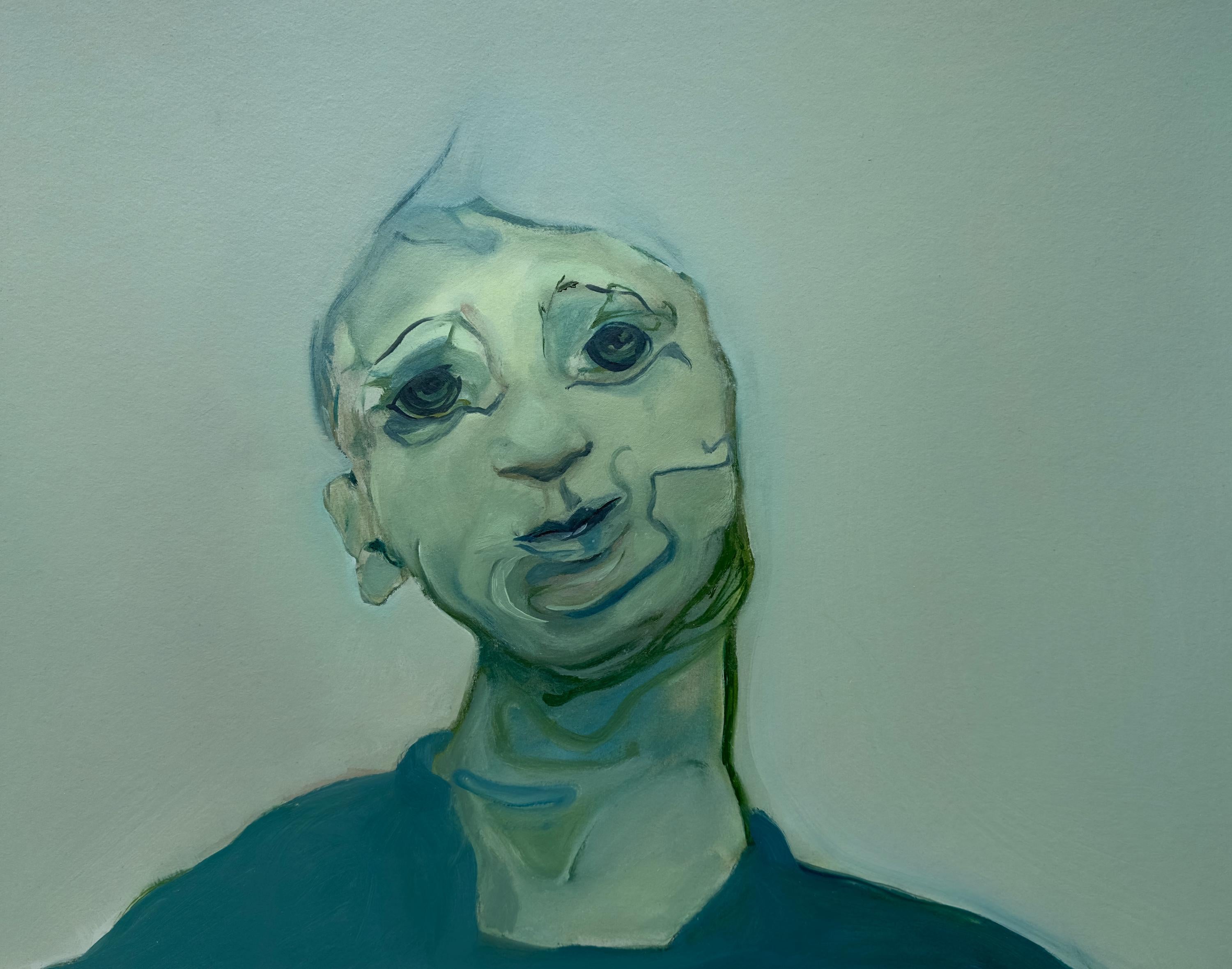 Face with an Ear, oil on paper, original art
