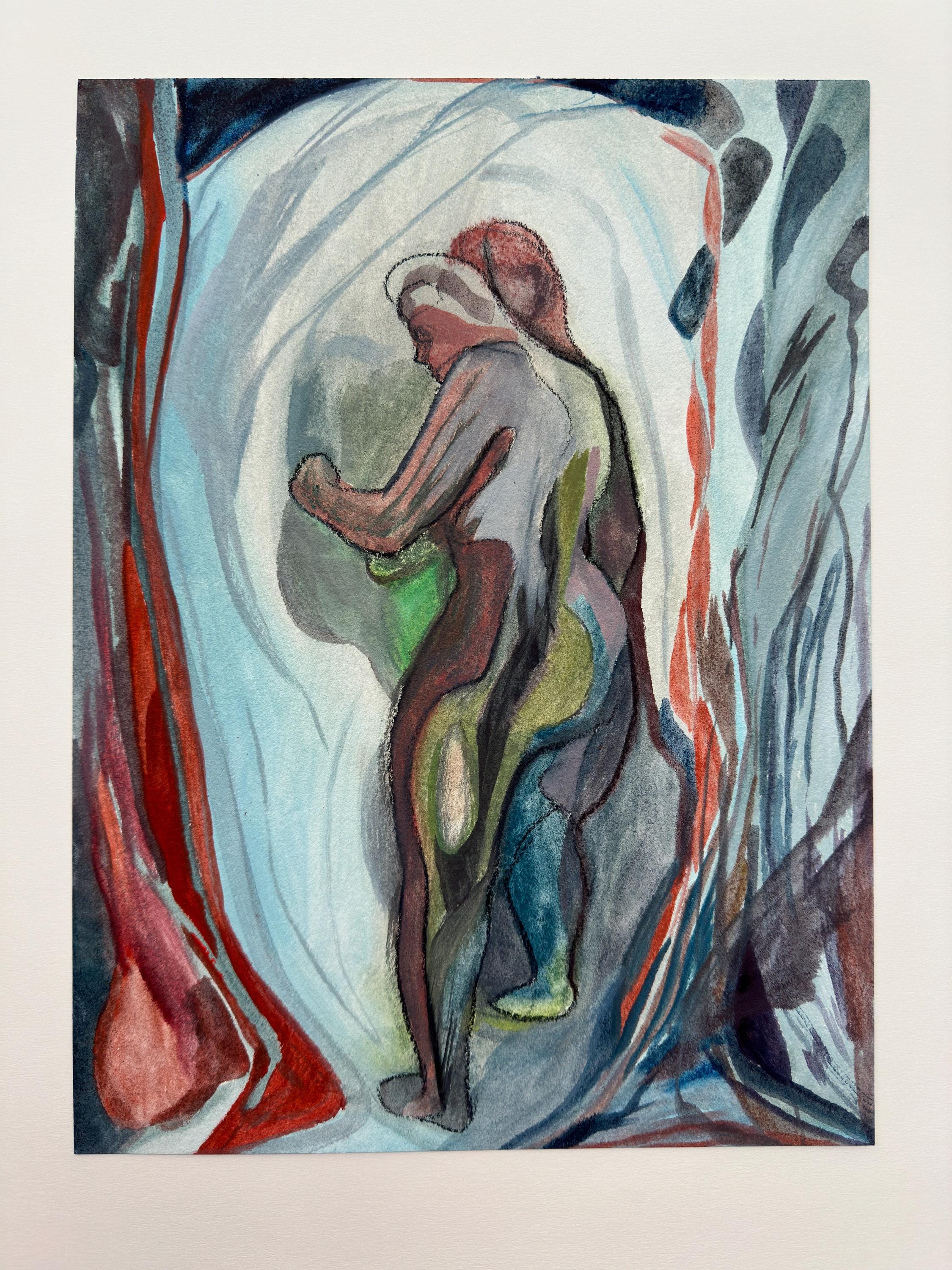 Female Figure, oil on paper, small oilsketch
