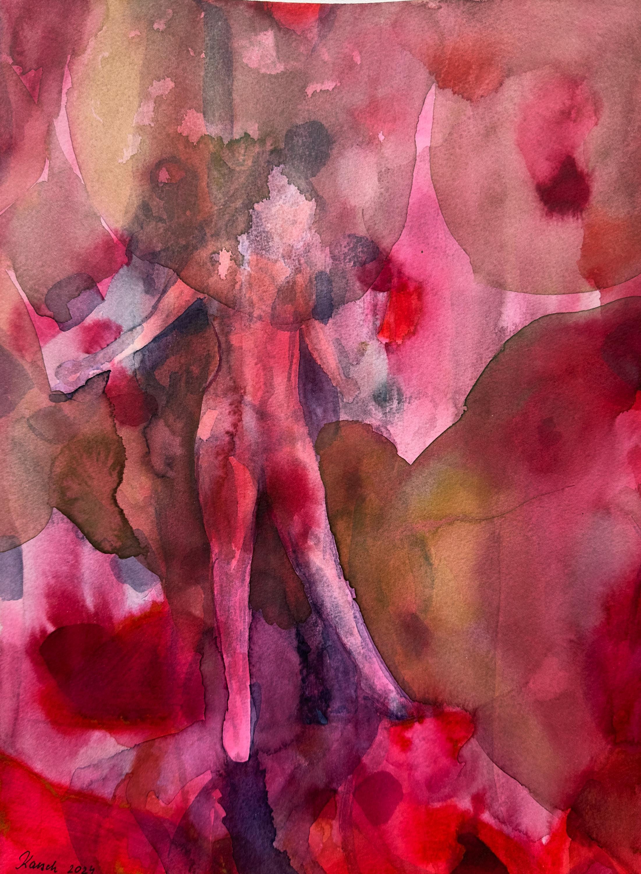 Red and Green, Watercolor on Paper, Original Work