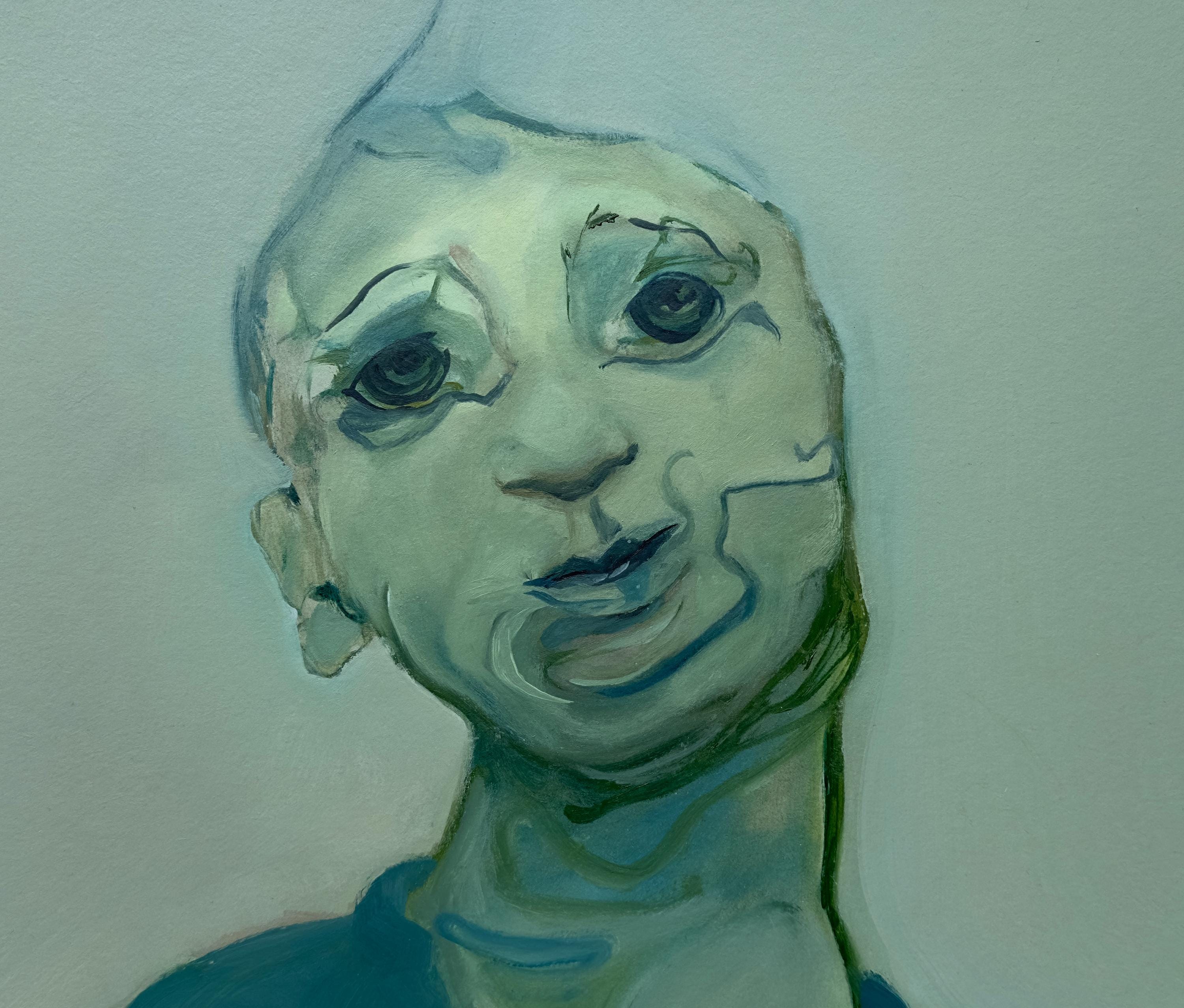 Face with an Ear, oil on paper, original art