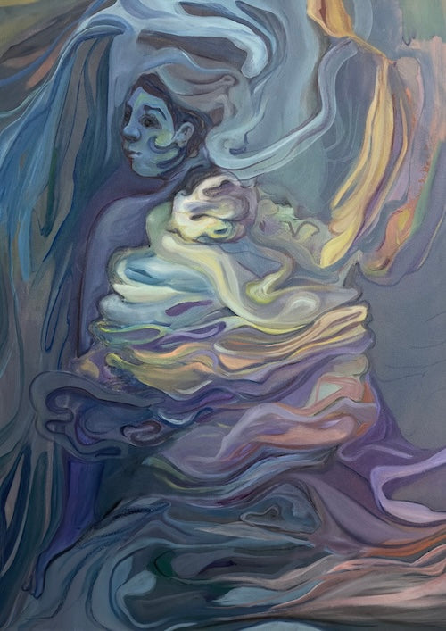 Blue portrait, oil on canvas, original artwork