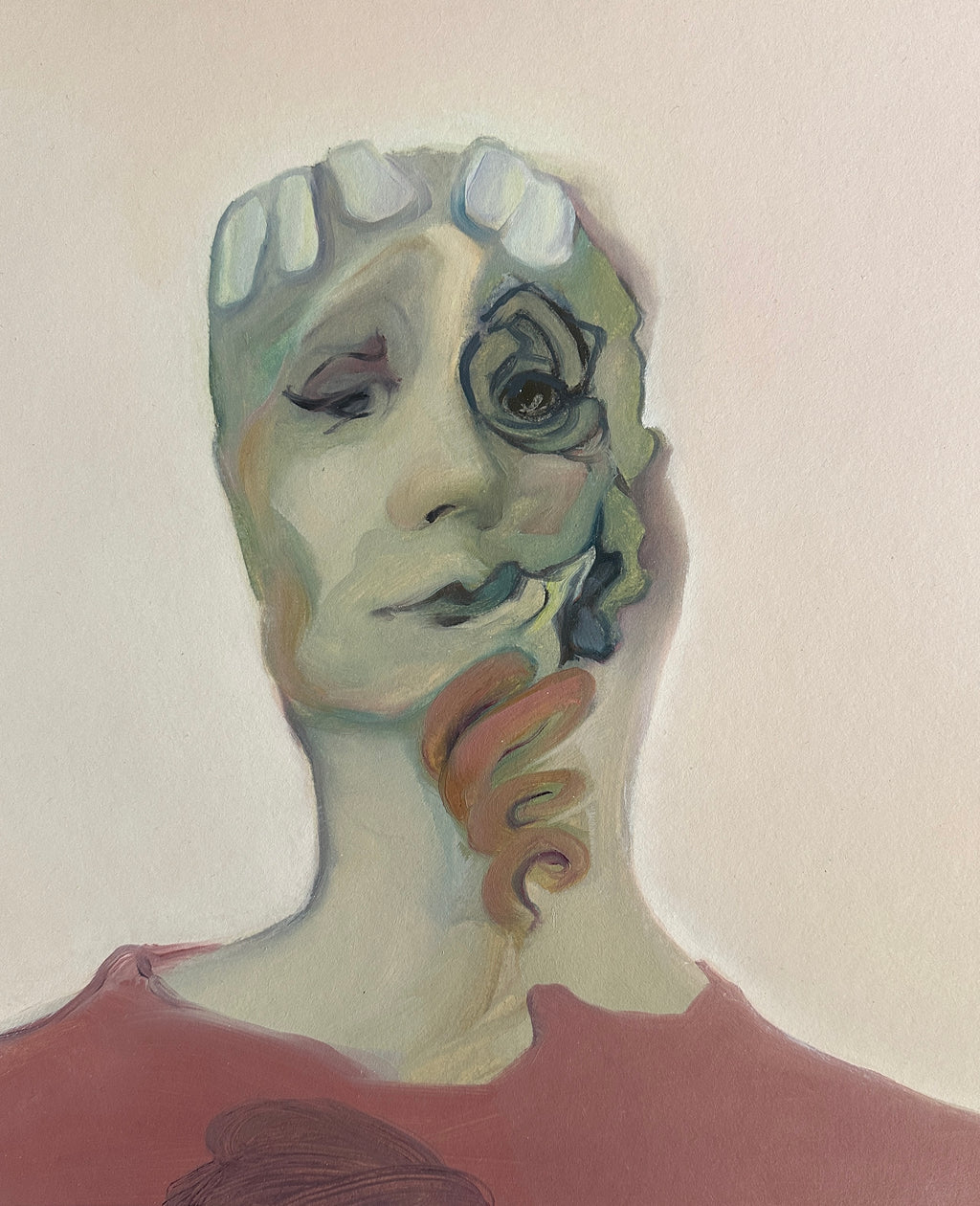 Wild Face, oil on paper, original art