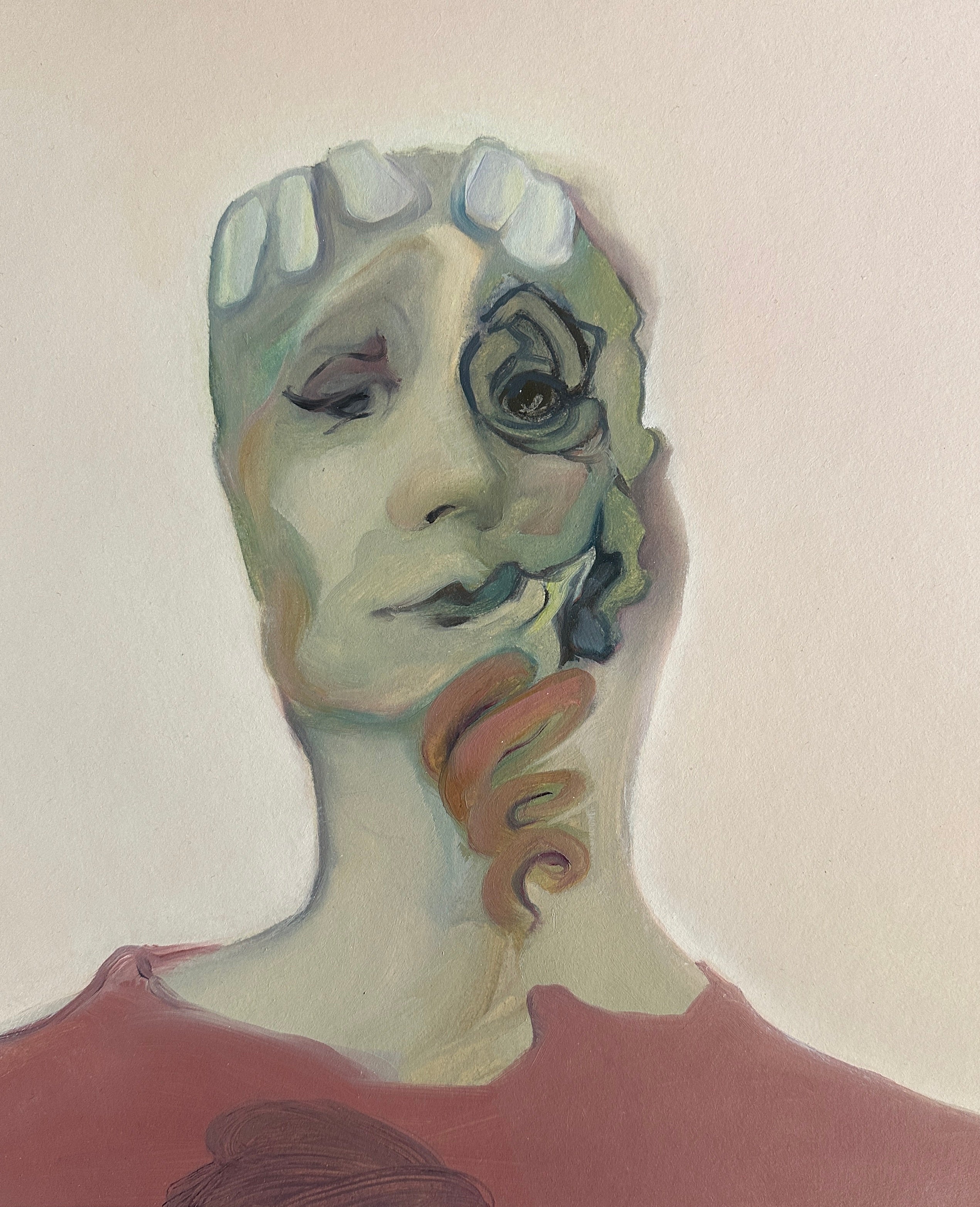 Wild Face, oil on paper, original art