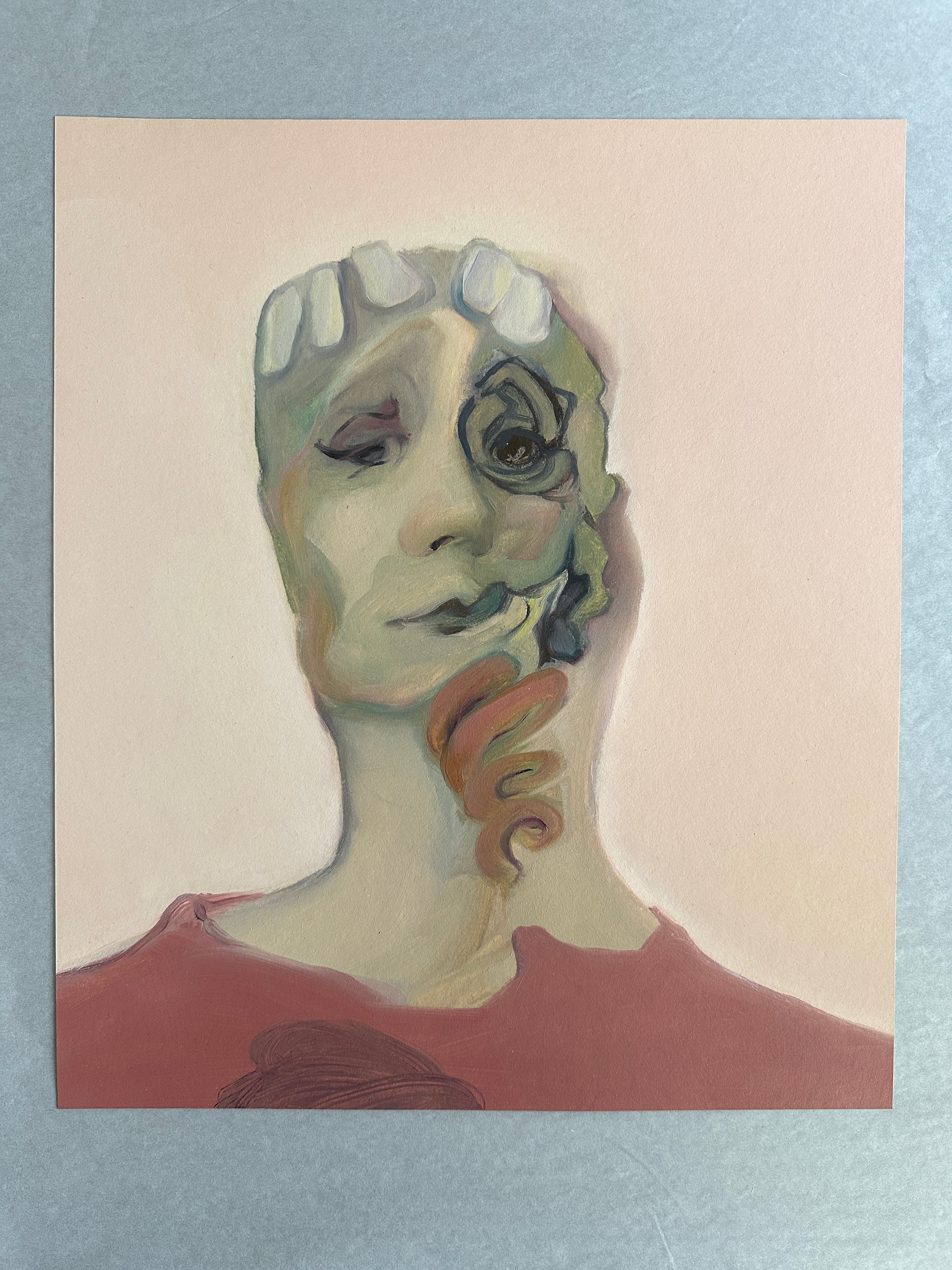 Wild Face, oil on paper, original art