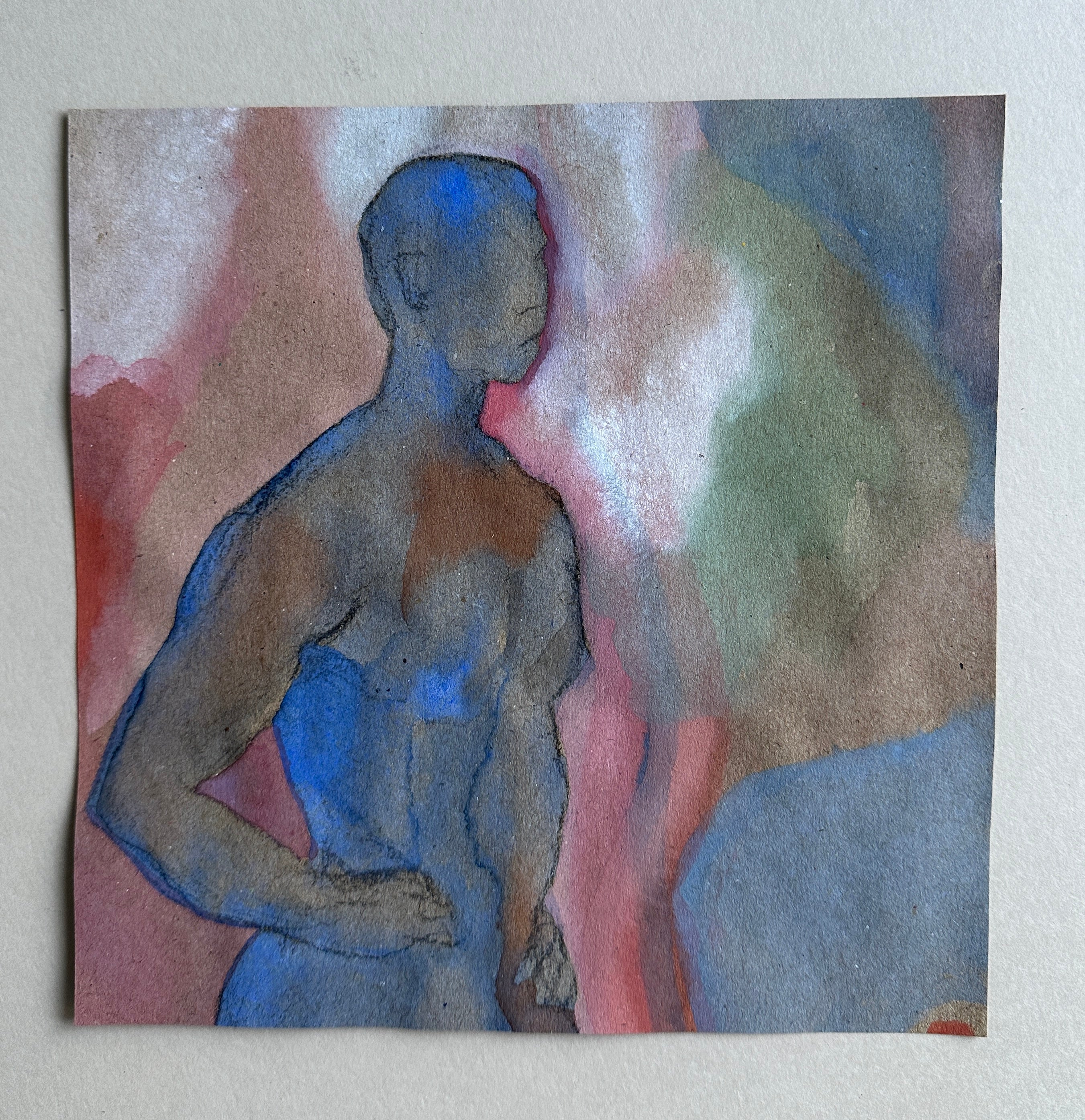 Man's Figure, small charcoal drawing, original