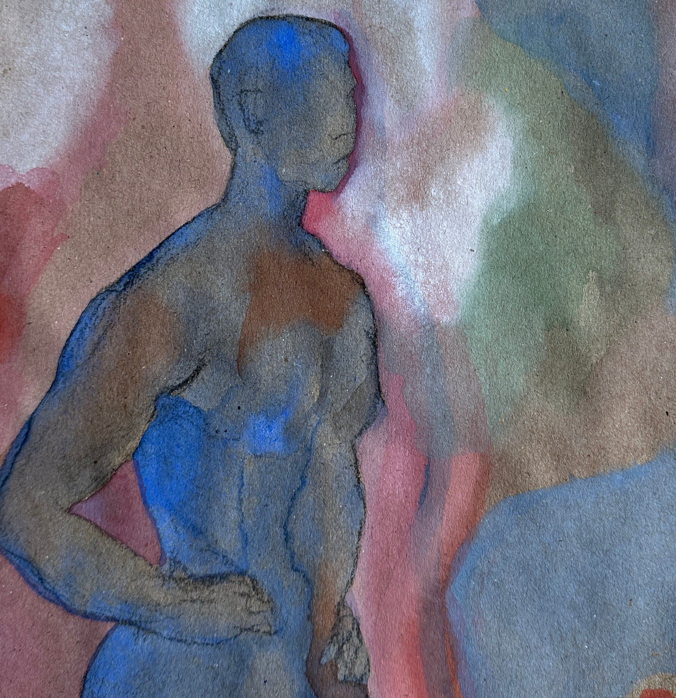 Man's Figure, small charcoal drawing, original