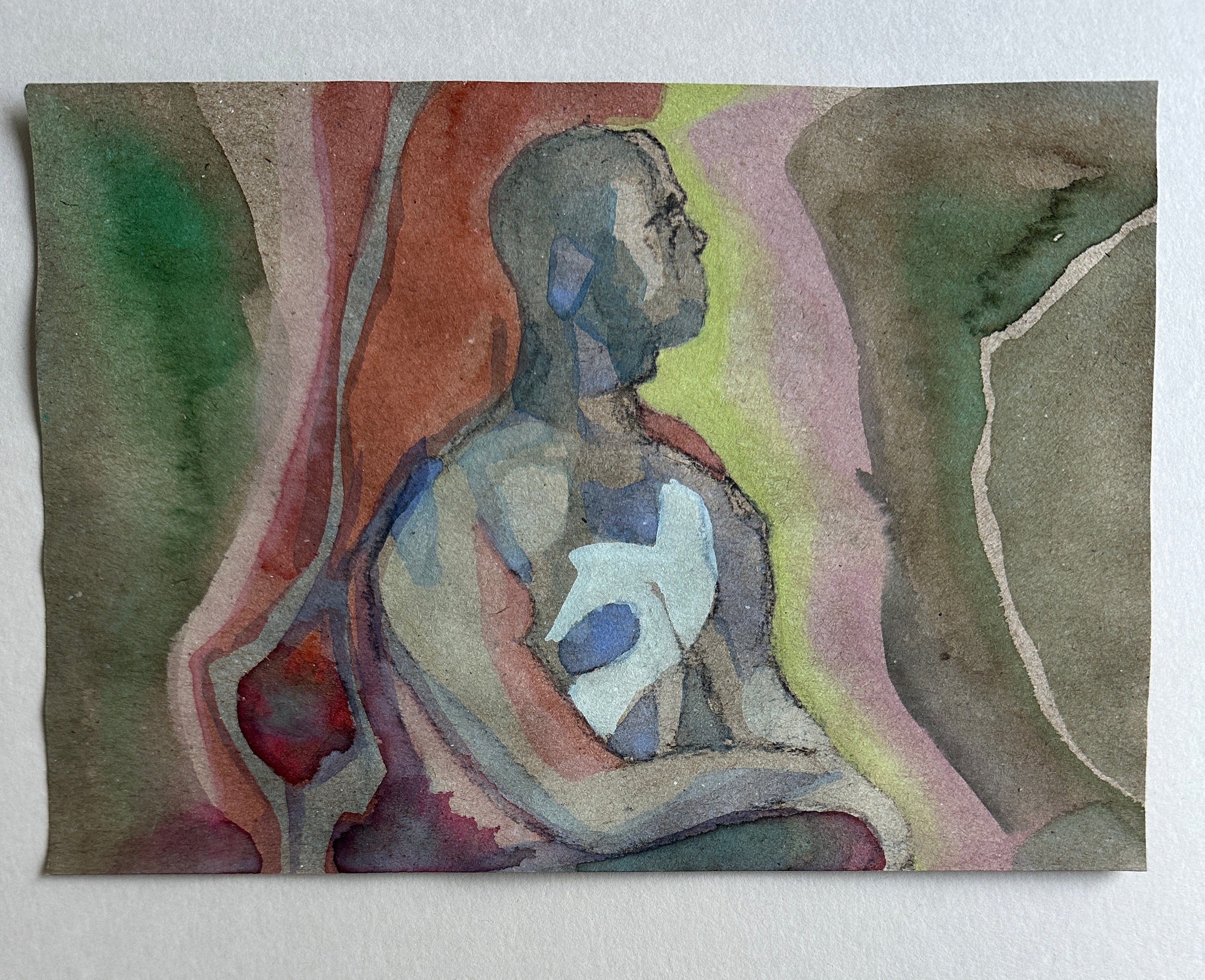 Man's Figure, small charcoal drawing, original