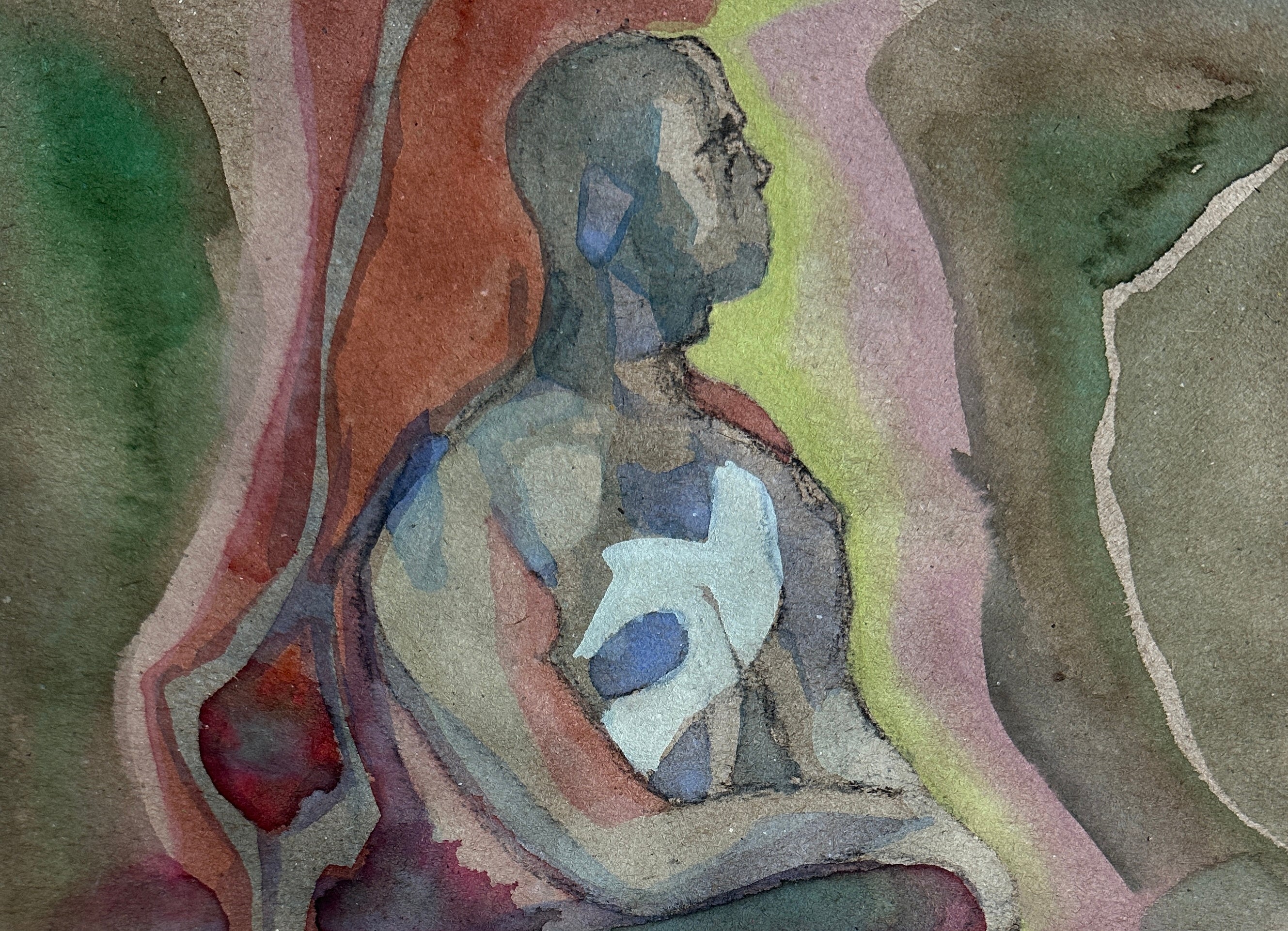 Man's Figure, small charcoal drawing, original