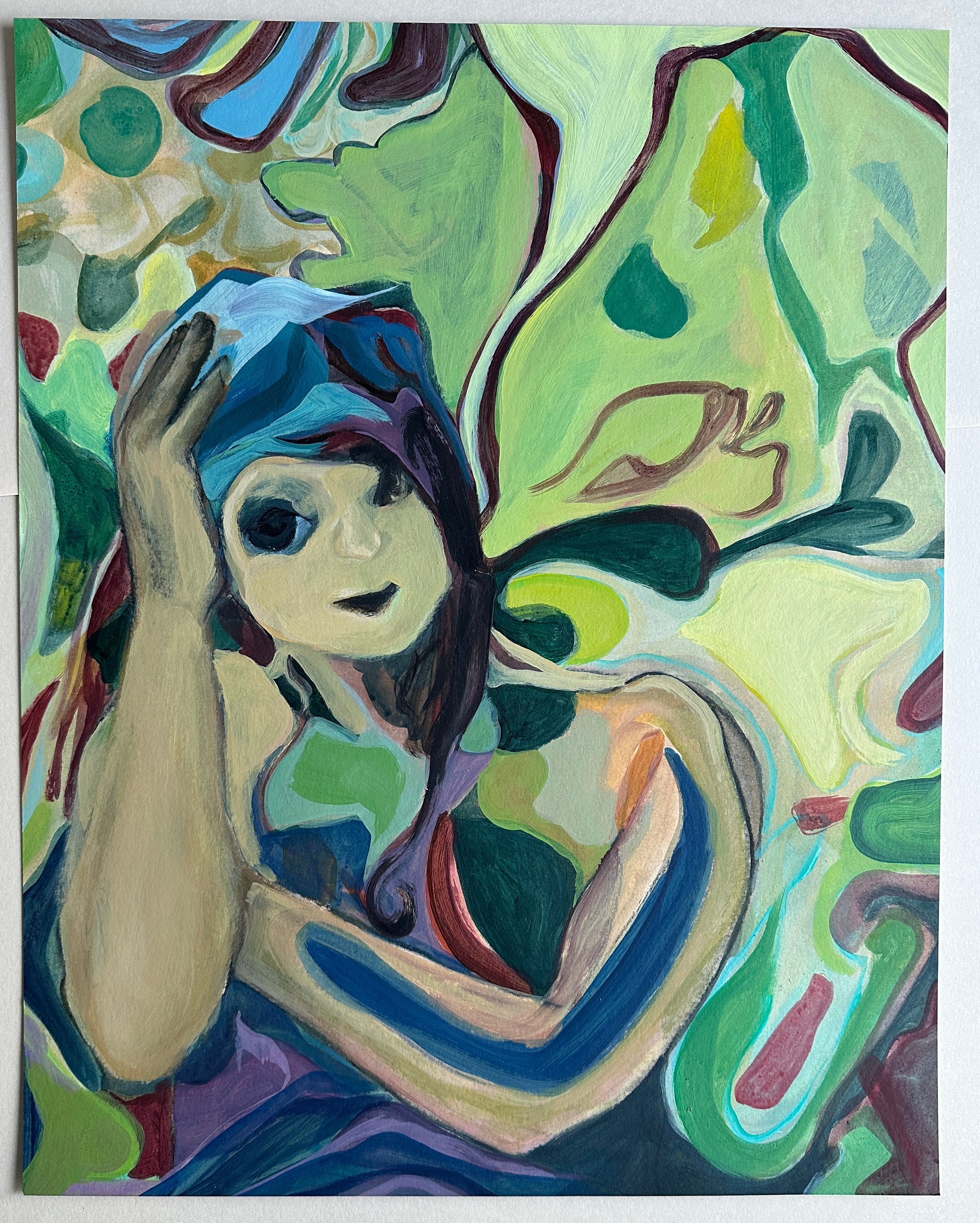 Woman's Portrait, acrylic painting on paper, original