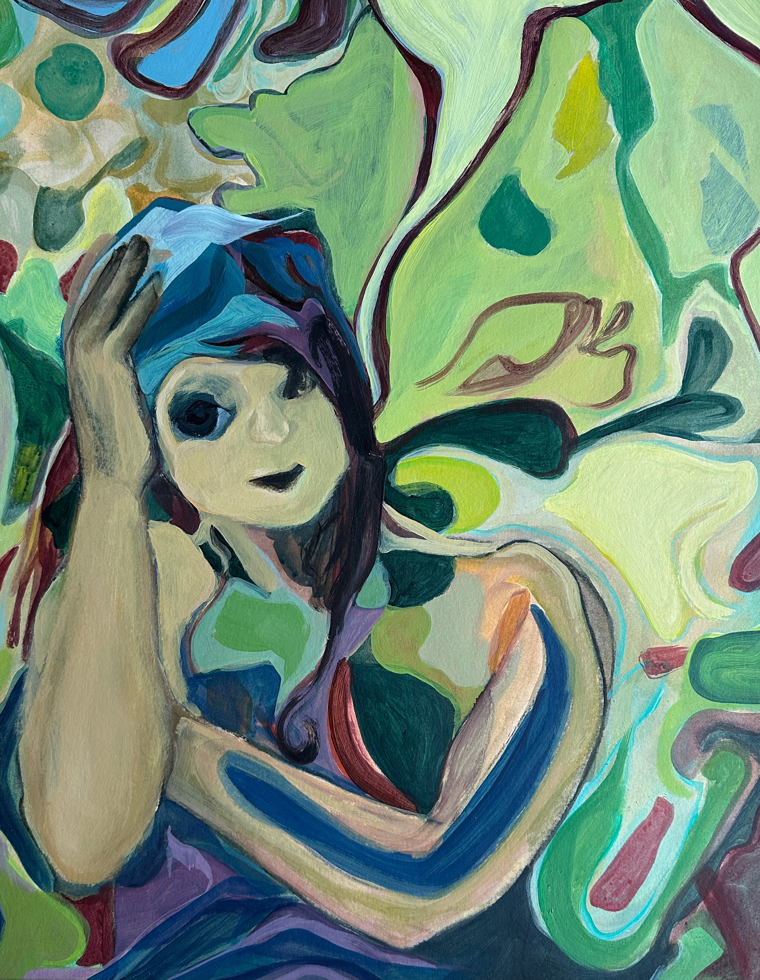 Woman's Portrait, acrylic painting on paper, original