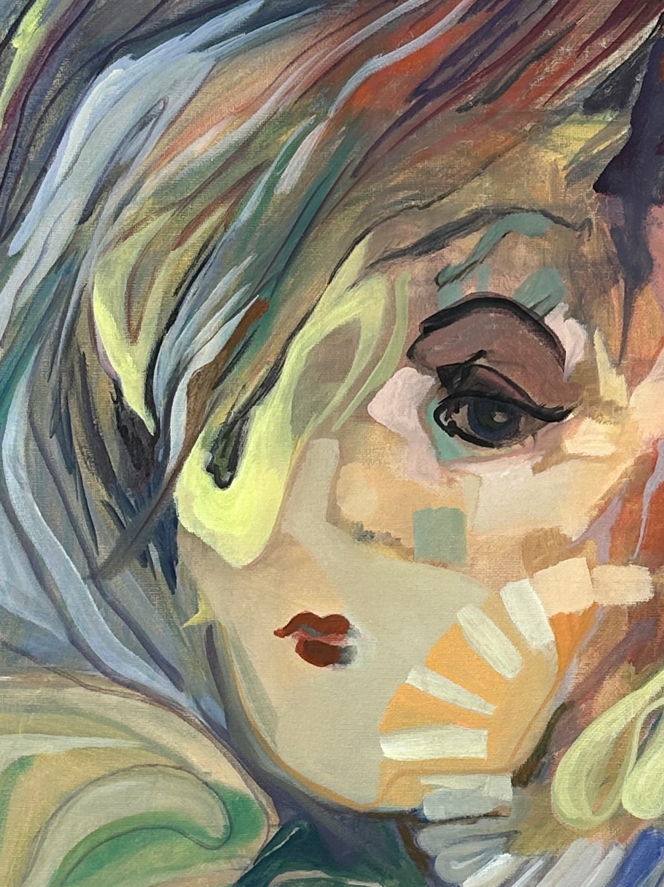 Playful Face, oil on canvas on cardboard, original art