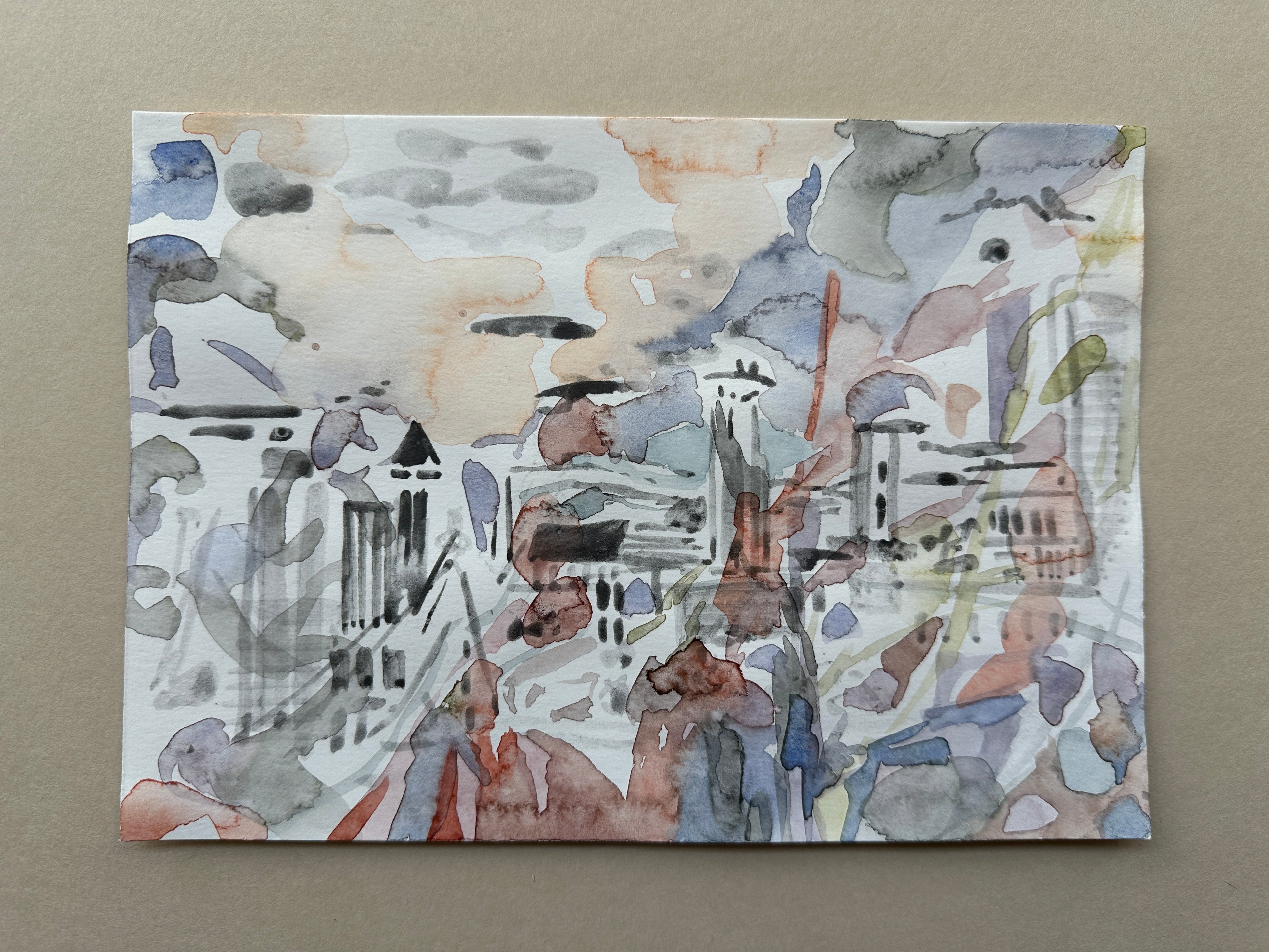 Small City Sketch, small artwork, works on paper, original artwork