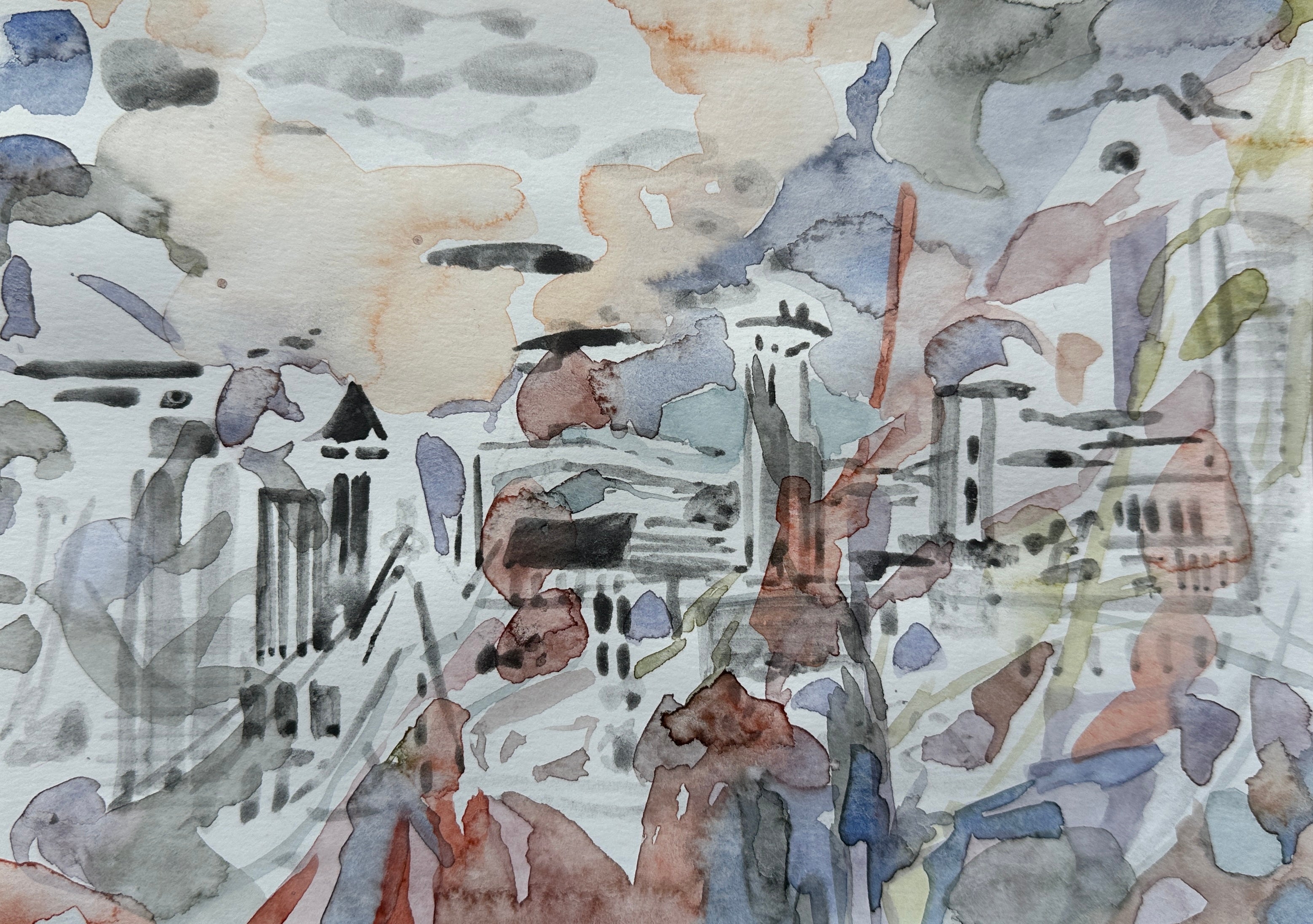 Small City Sketch, small artwork, works on paper, original artwork