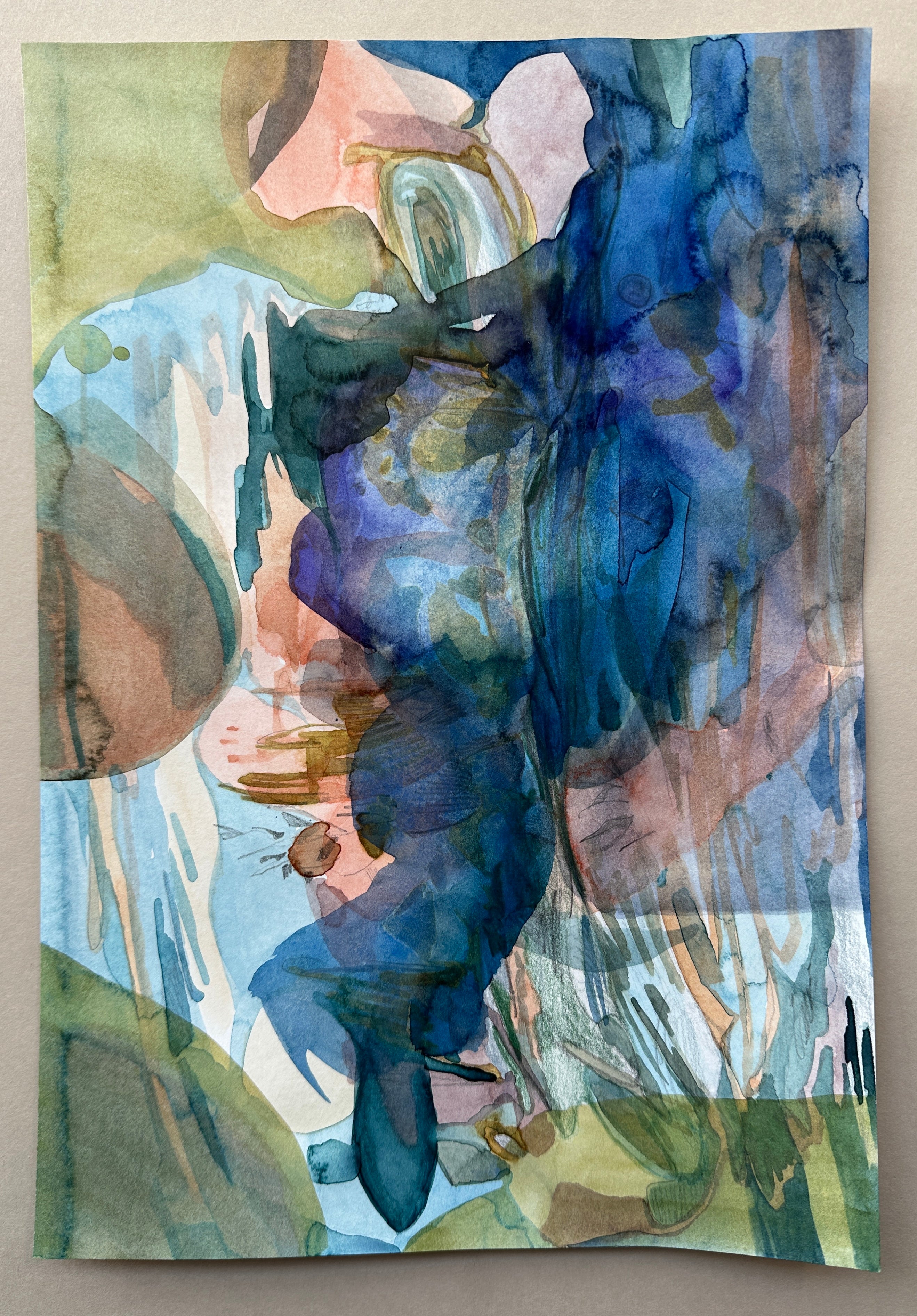 Blue, watercolor drawing, original