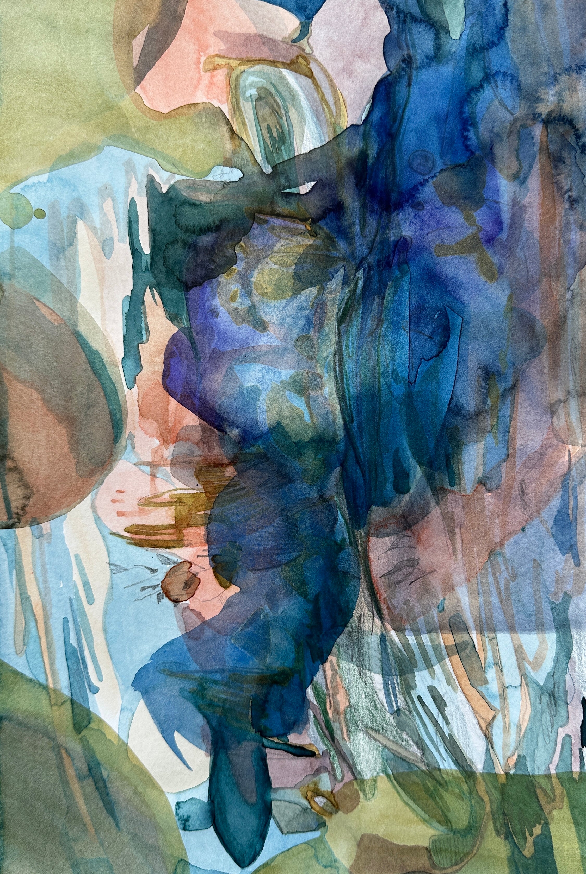 Blue, watercolor drawing, original