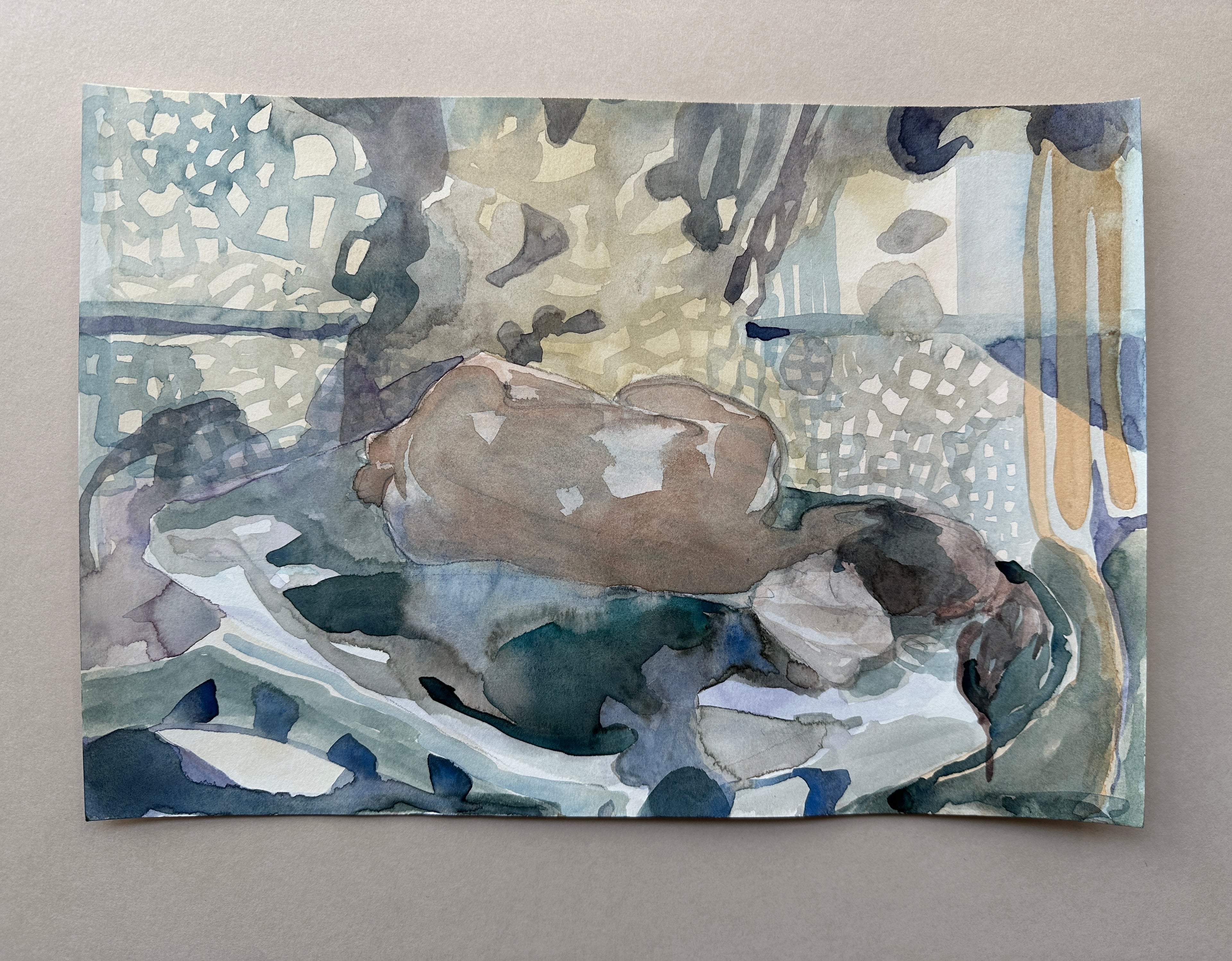 Laying figure, watercolor drawing, works on paper, original