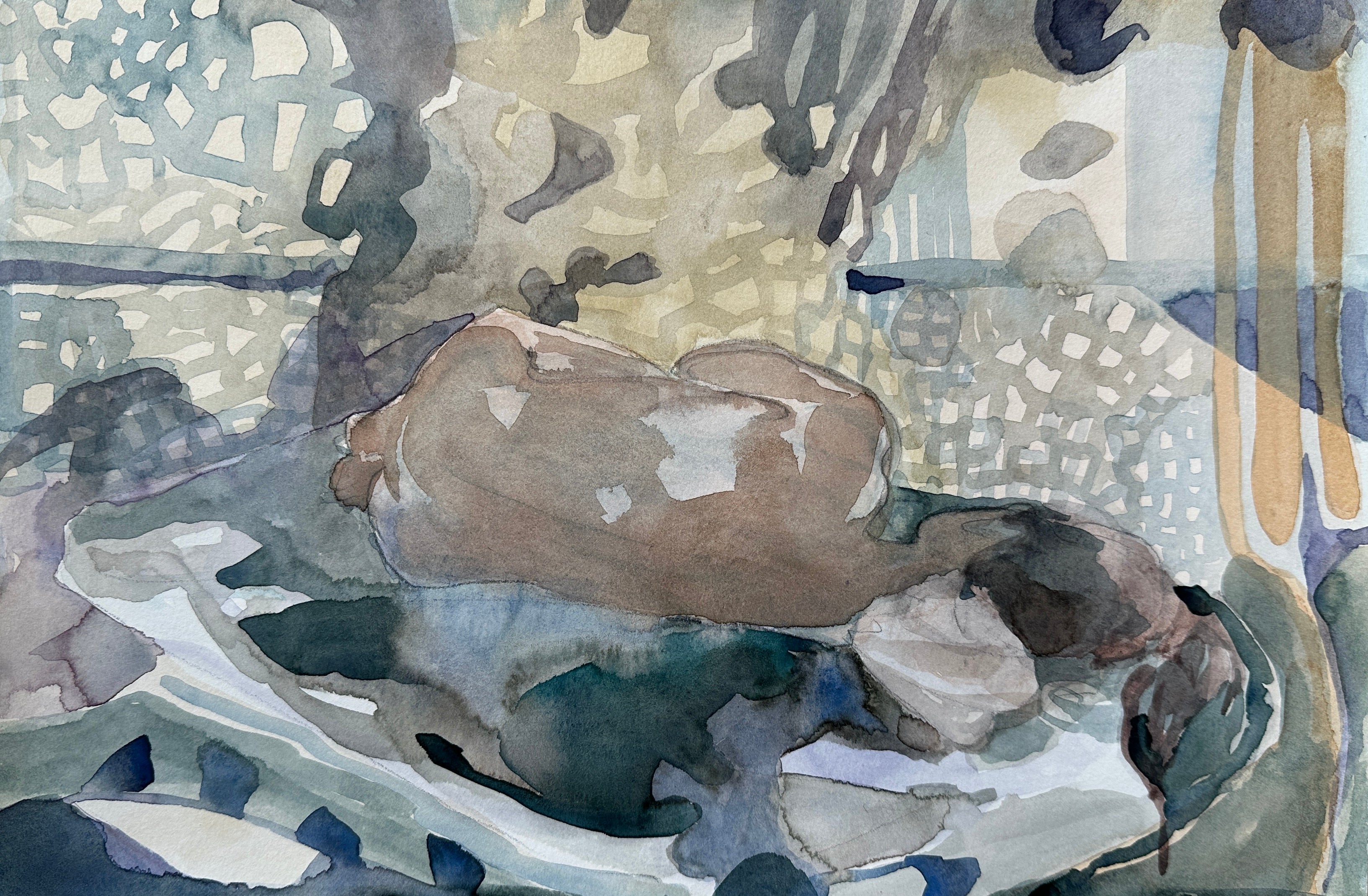 Laying figure, watercolor drawing, works on paper, original