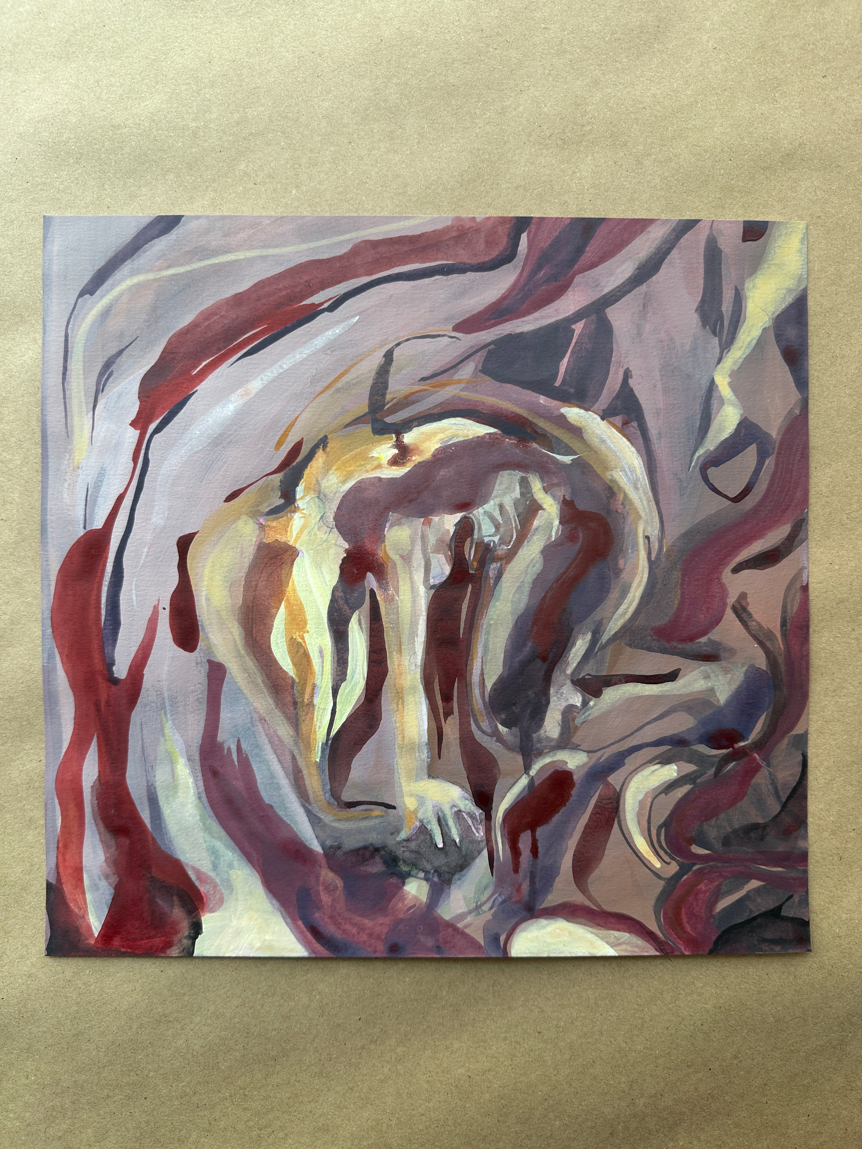 Dreamy piece, acrylic on paper, small original artwork