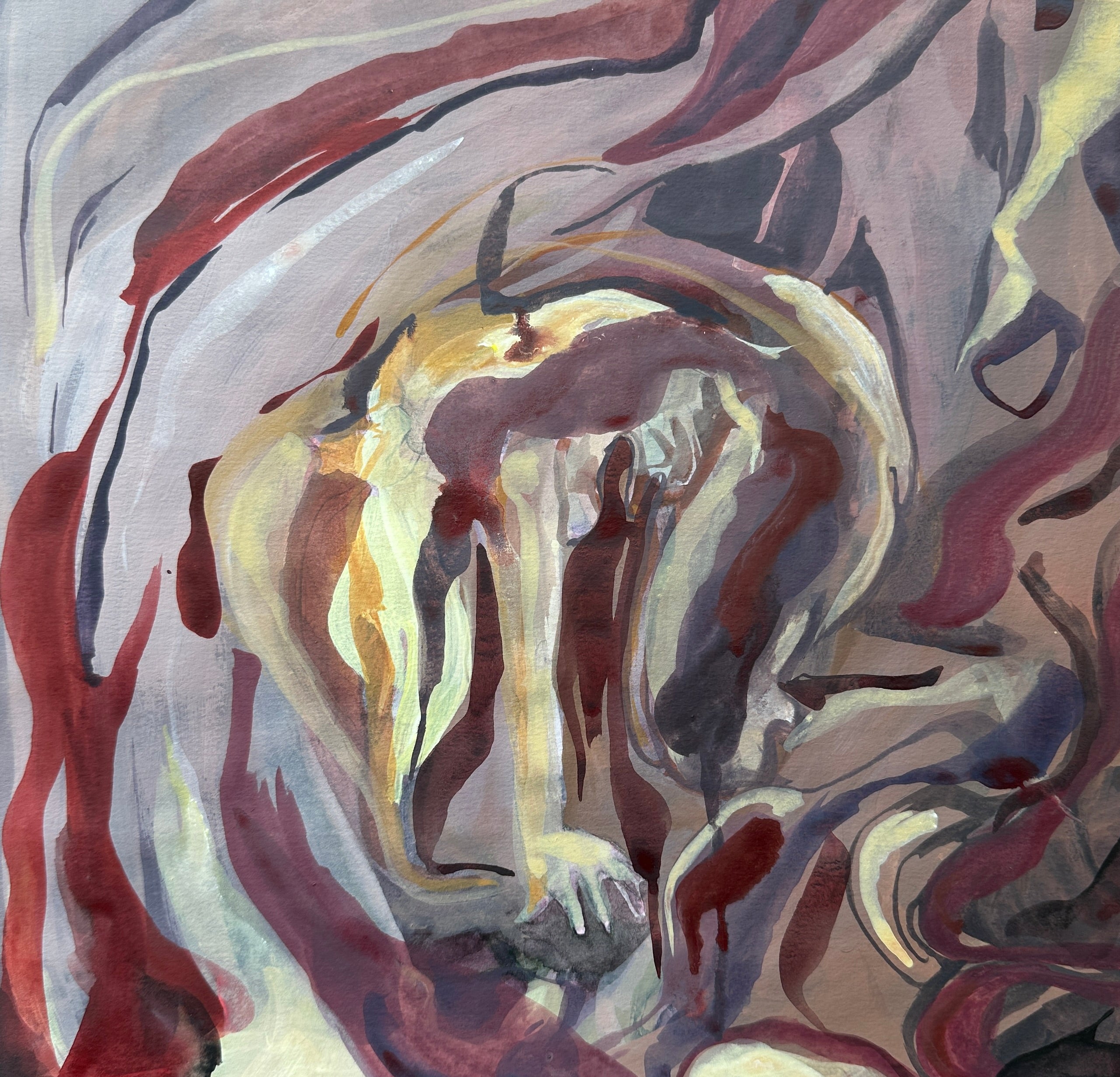Dreamy piece, acrylic on paper, small original artwork
