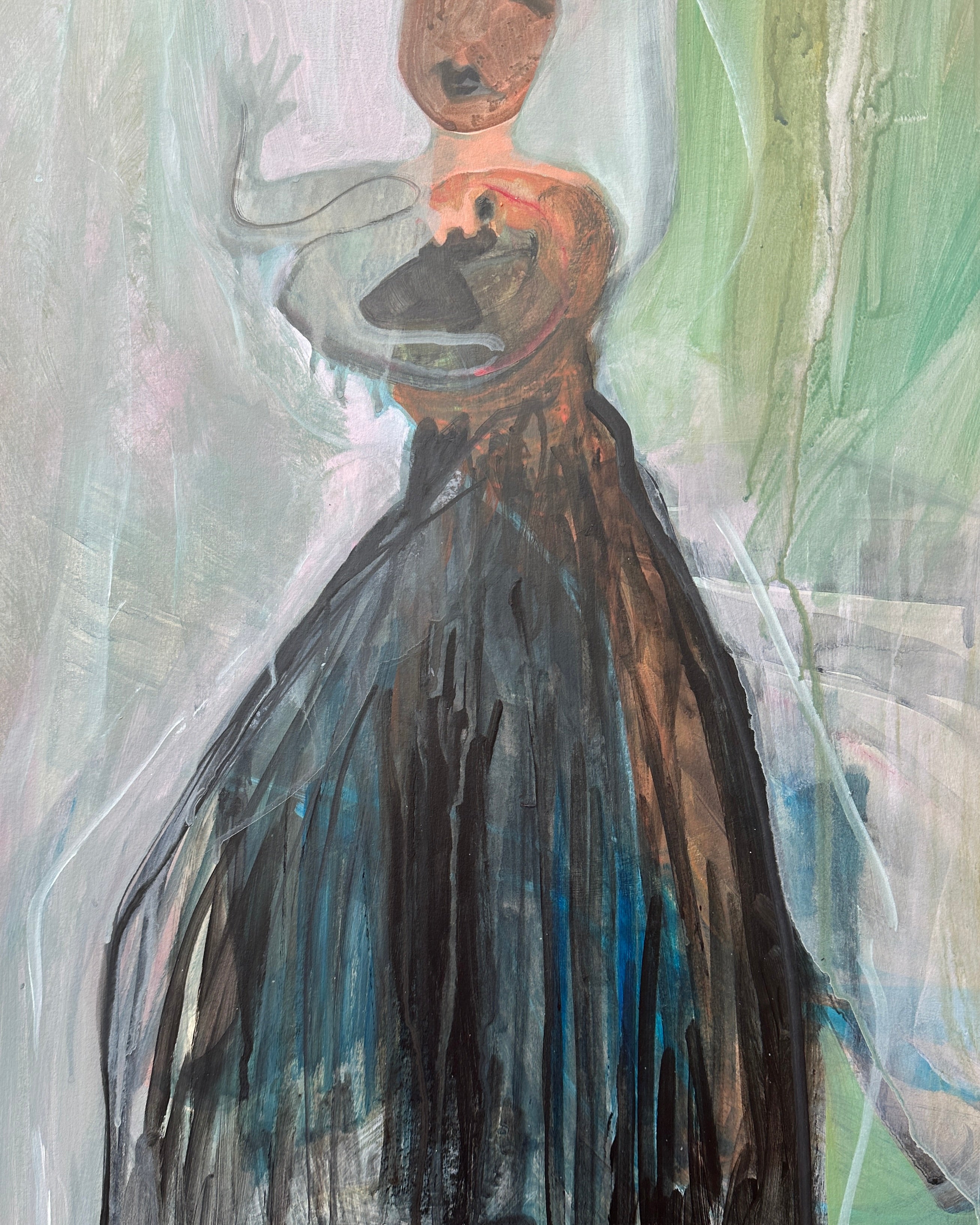 Dark Woman, acrylic on paper, original art