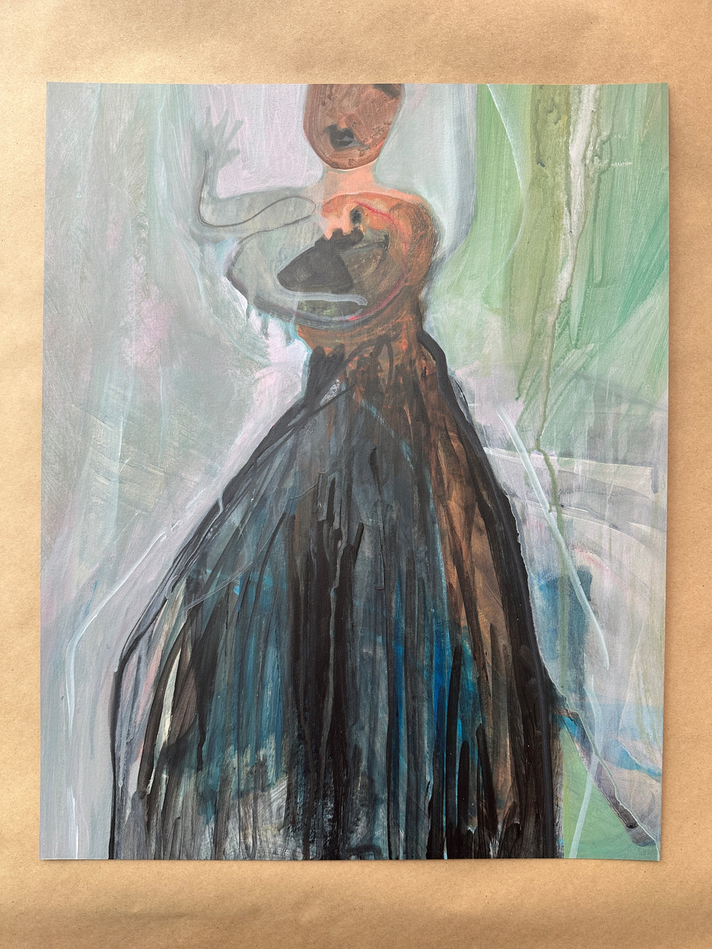 Dark Woman, acrylic on paper, original art