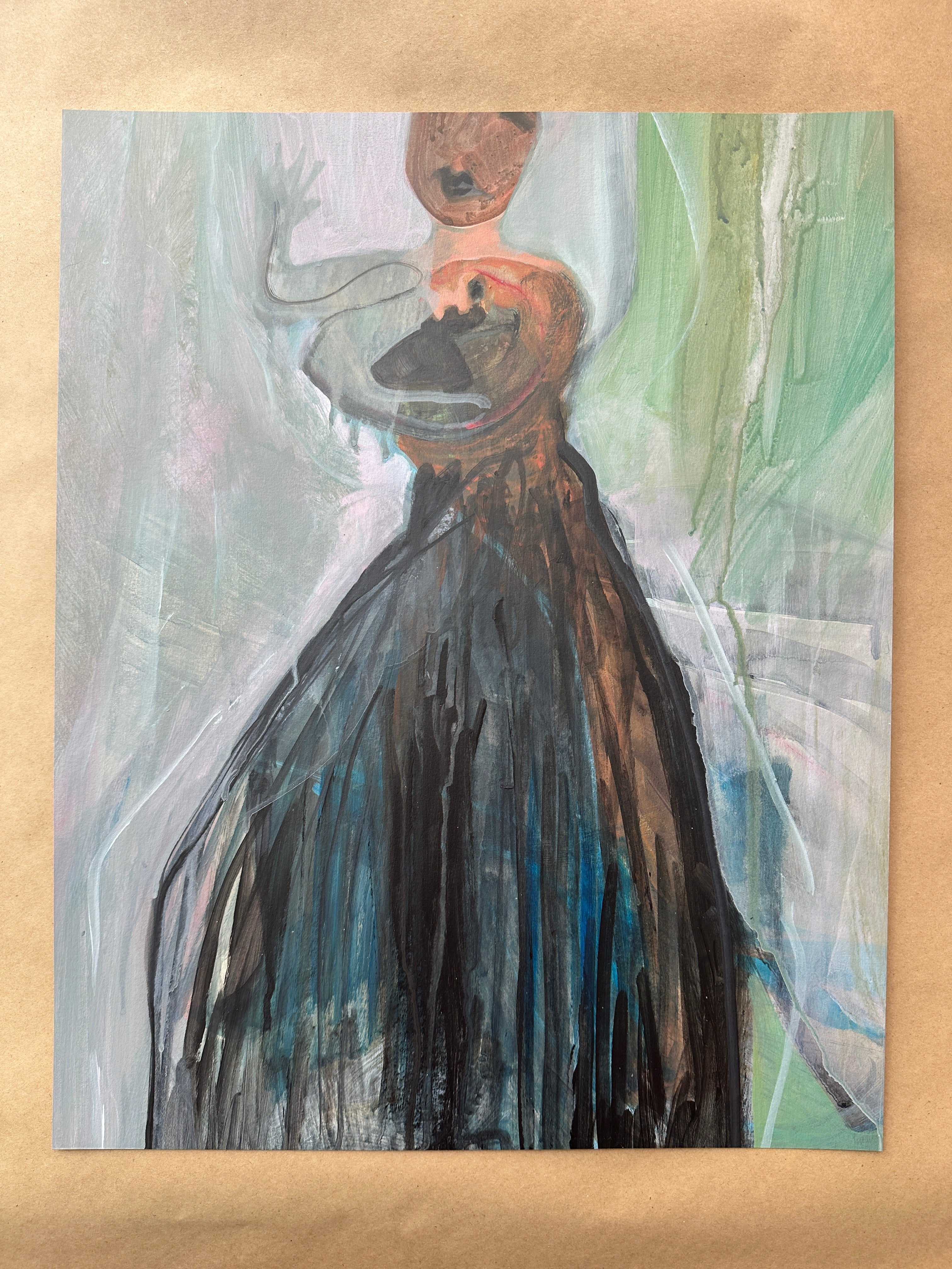 Dark Woman, acrylic on paper, original art
