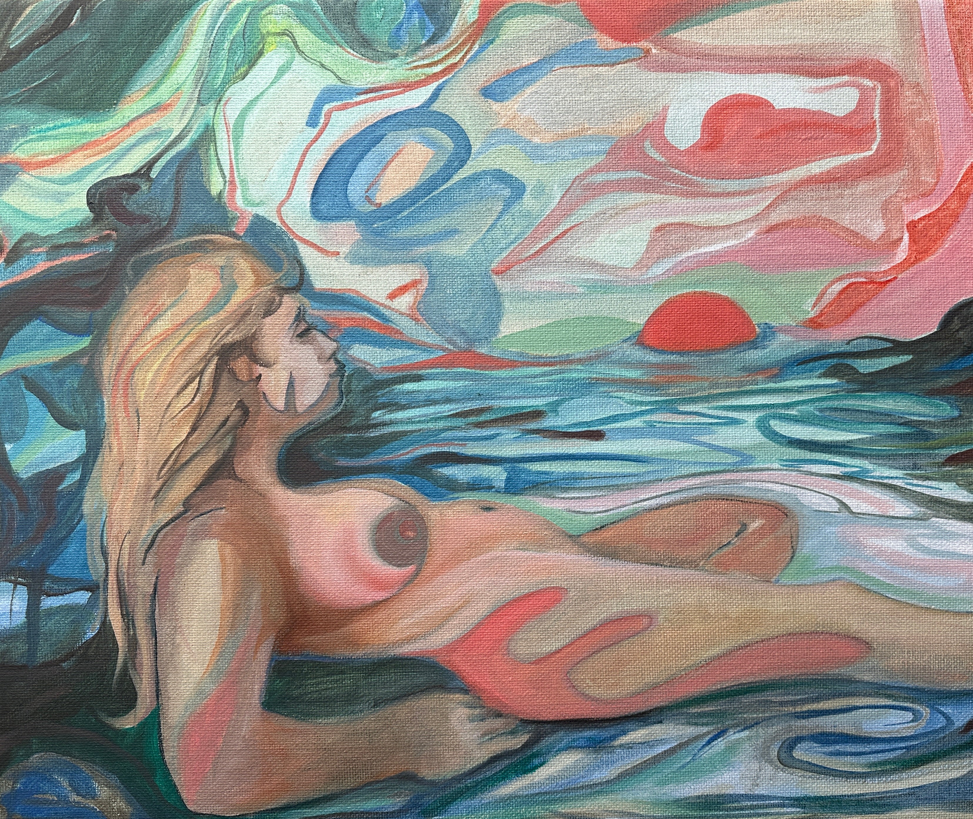 Nude figure, oil on canvas, original painting, original art