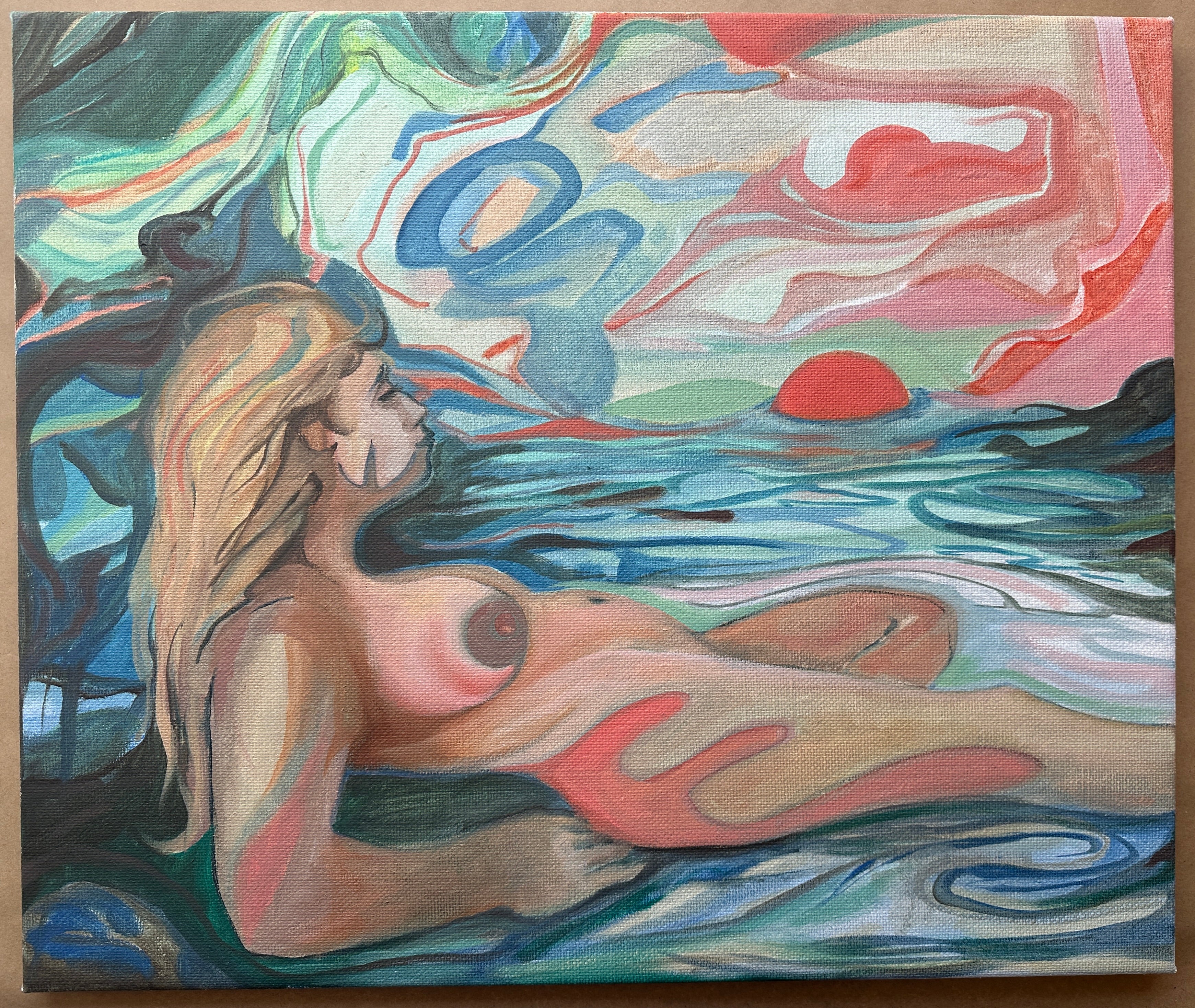 Nude figure, oil on canvas, original painting, original art