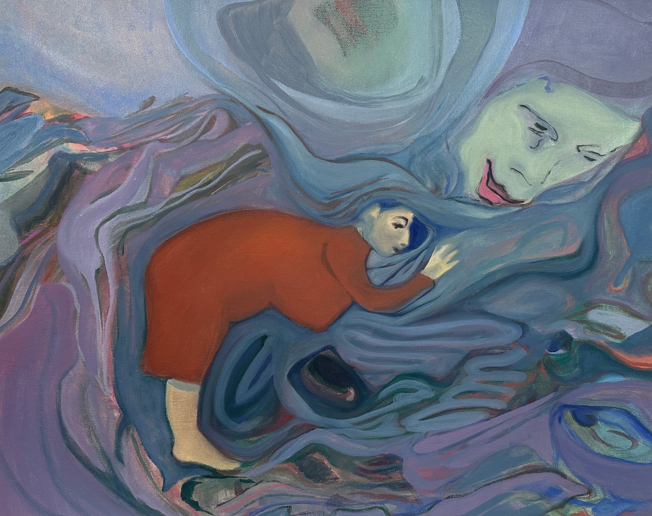 Dreamy Portrait, oil on canvas on cardboard, original artwork