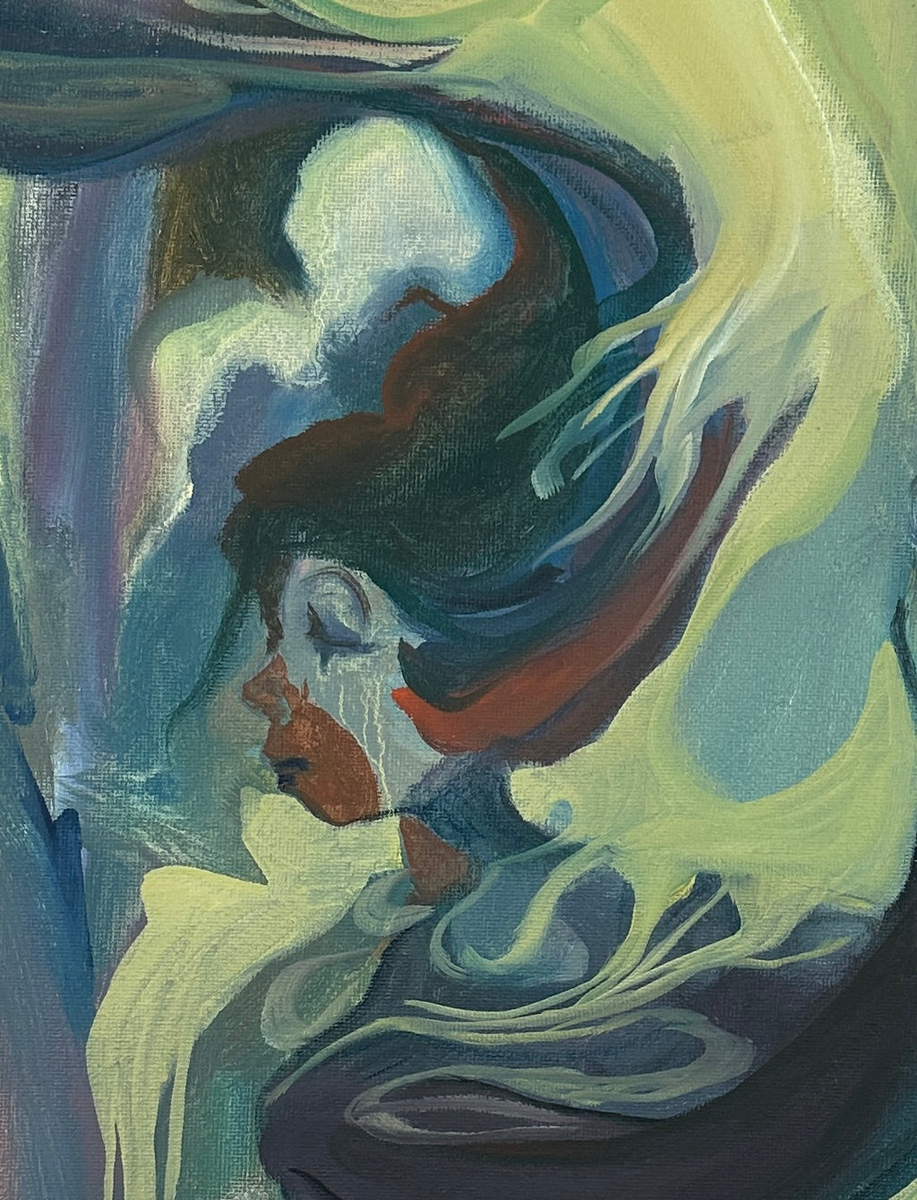 Selfportrait from imagination, oil on canvas on cardboard, original artwork