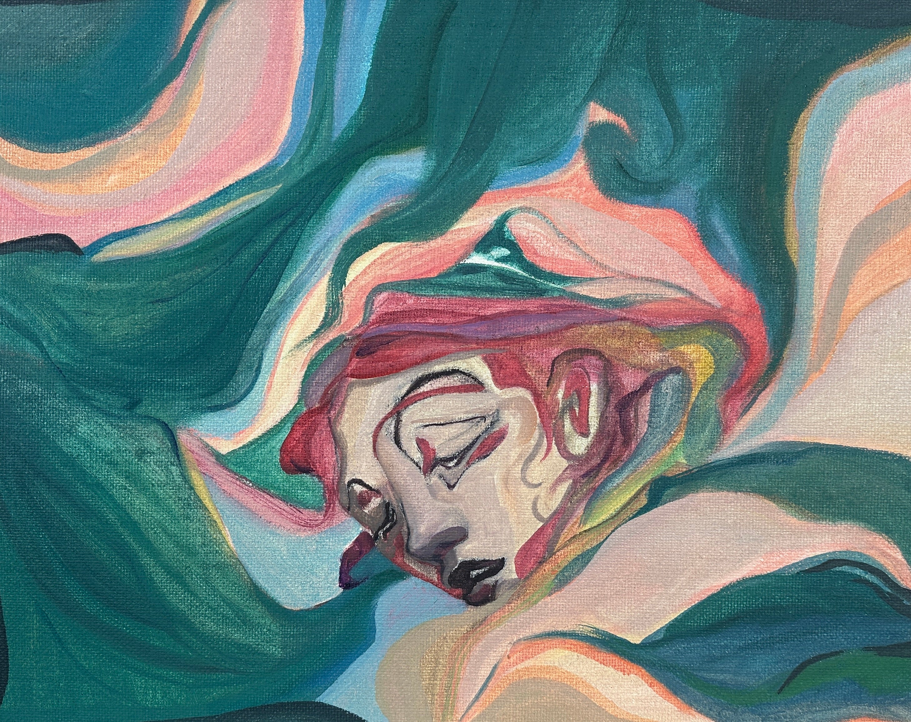 Sleep, girl's portrait, oilpainting on canvas, original artwork