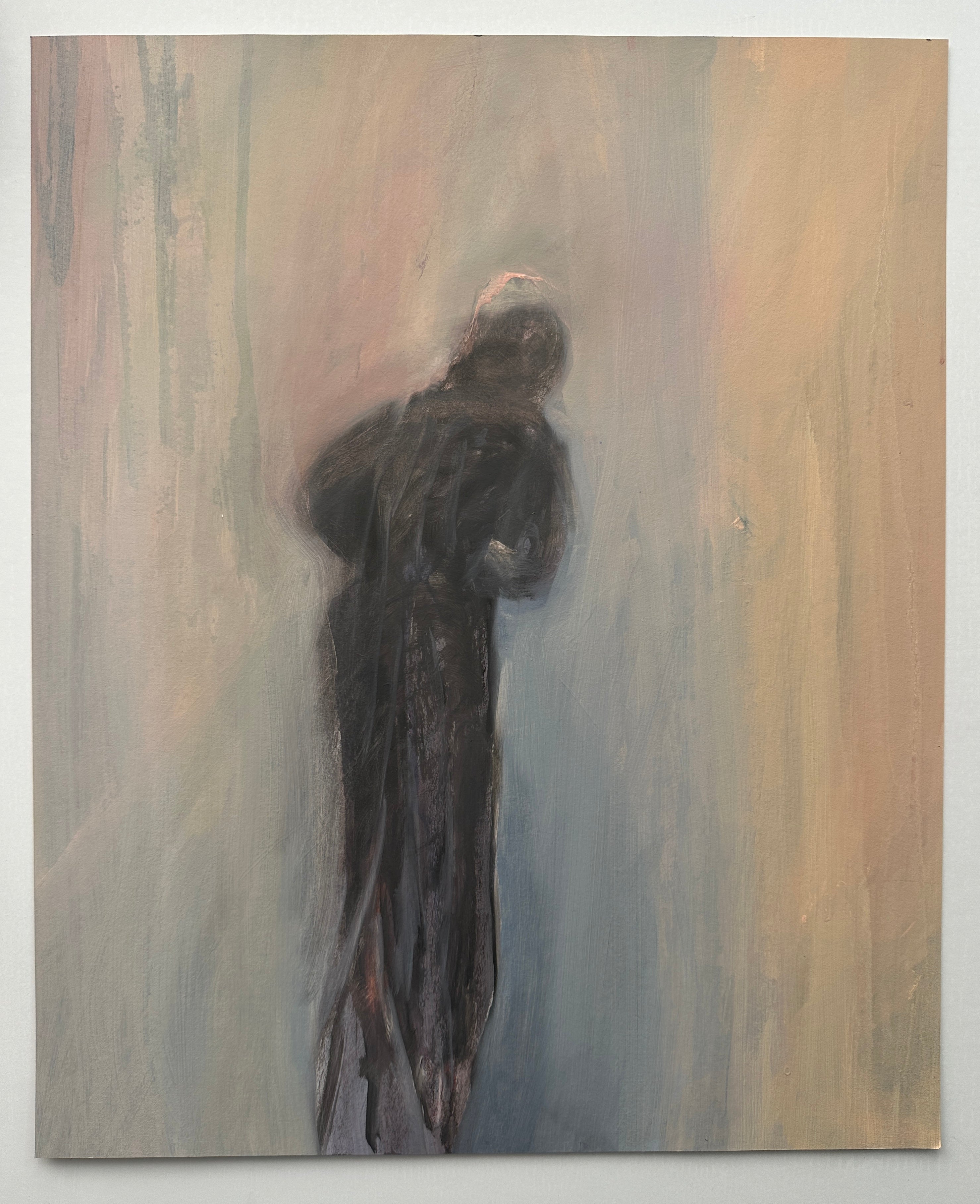 Dark Figure, oil over acrylics on paper, original artwork