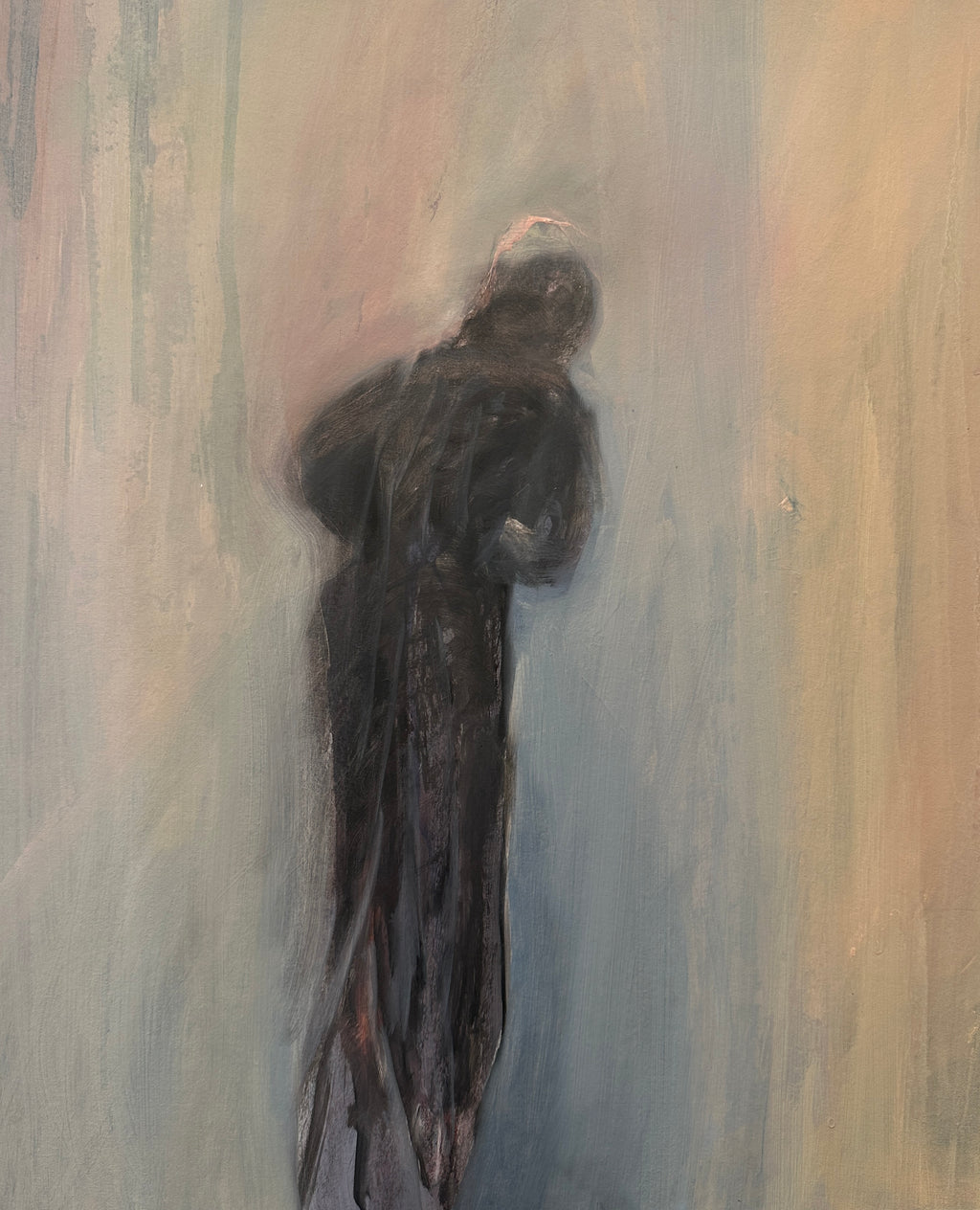 Dark Figure, oil over acrylics on paper, original artwork