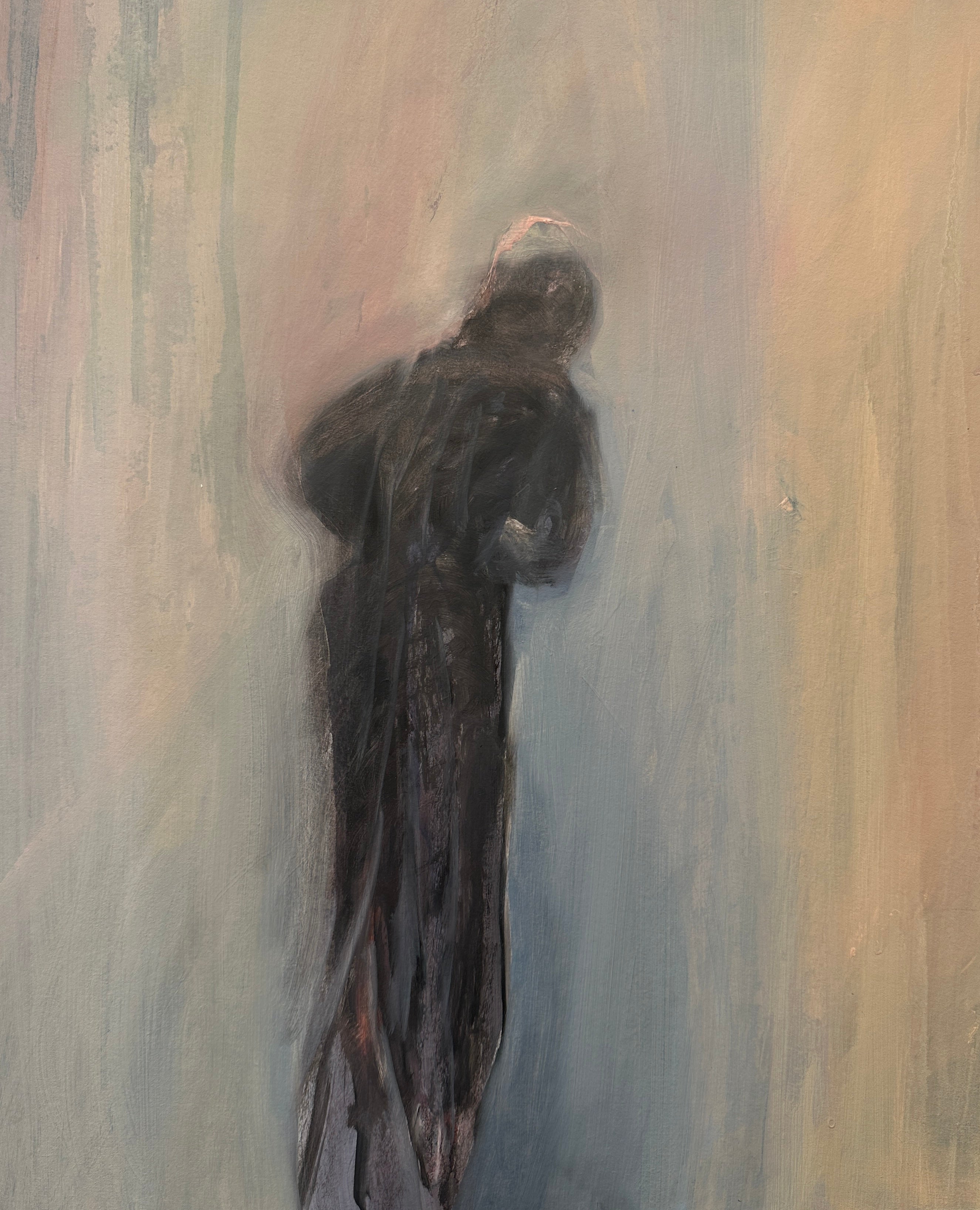 Dark Figure, oil over acrylics on paper, original artwork