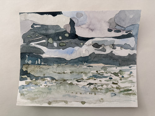 Abstract seascape, small watercolor sketch