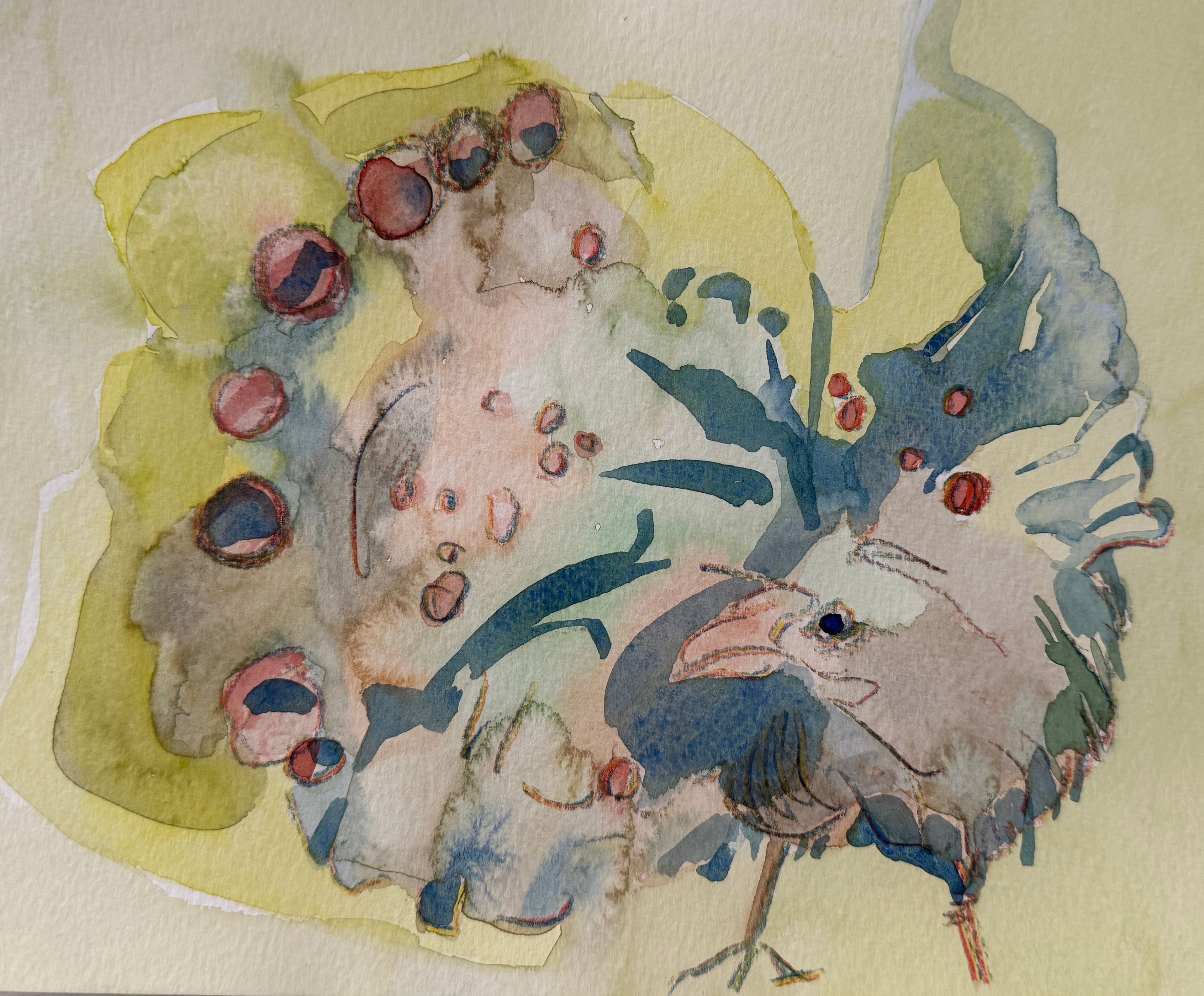Bird portrait, small watercolor sketch, original