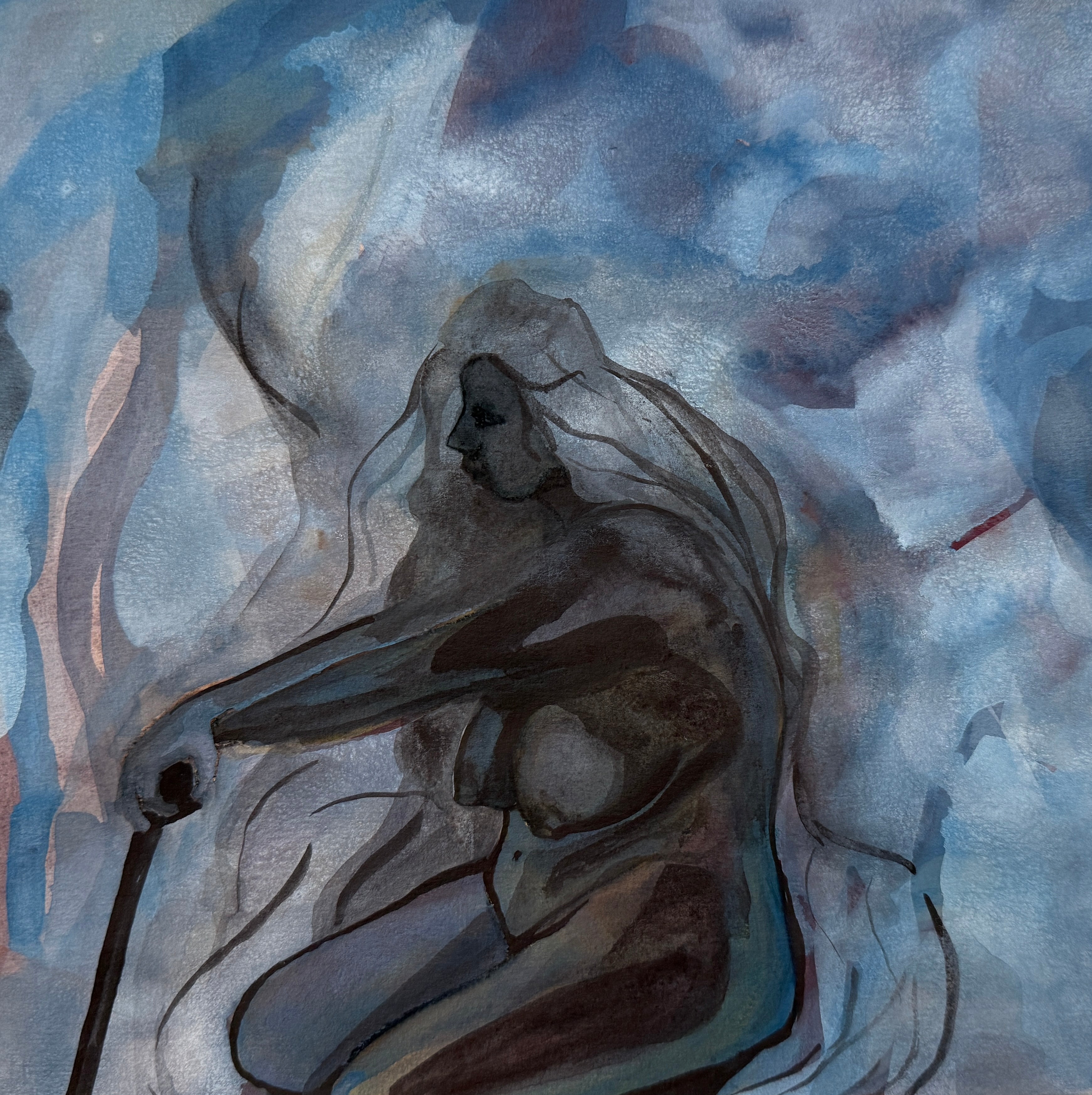 Darkest Girl, gouache, watercolors on paper, original artwork