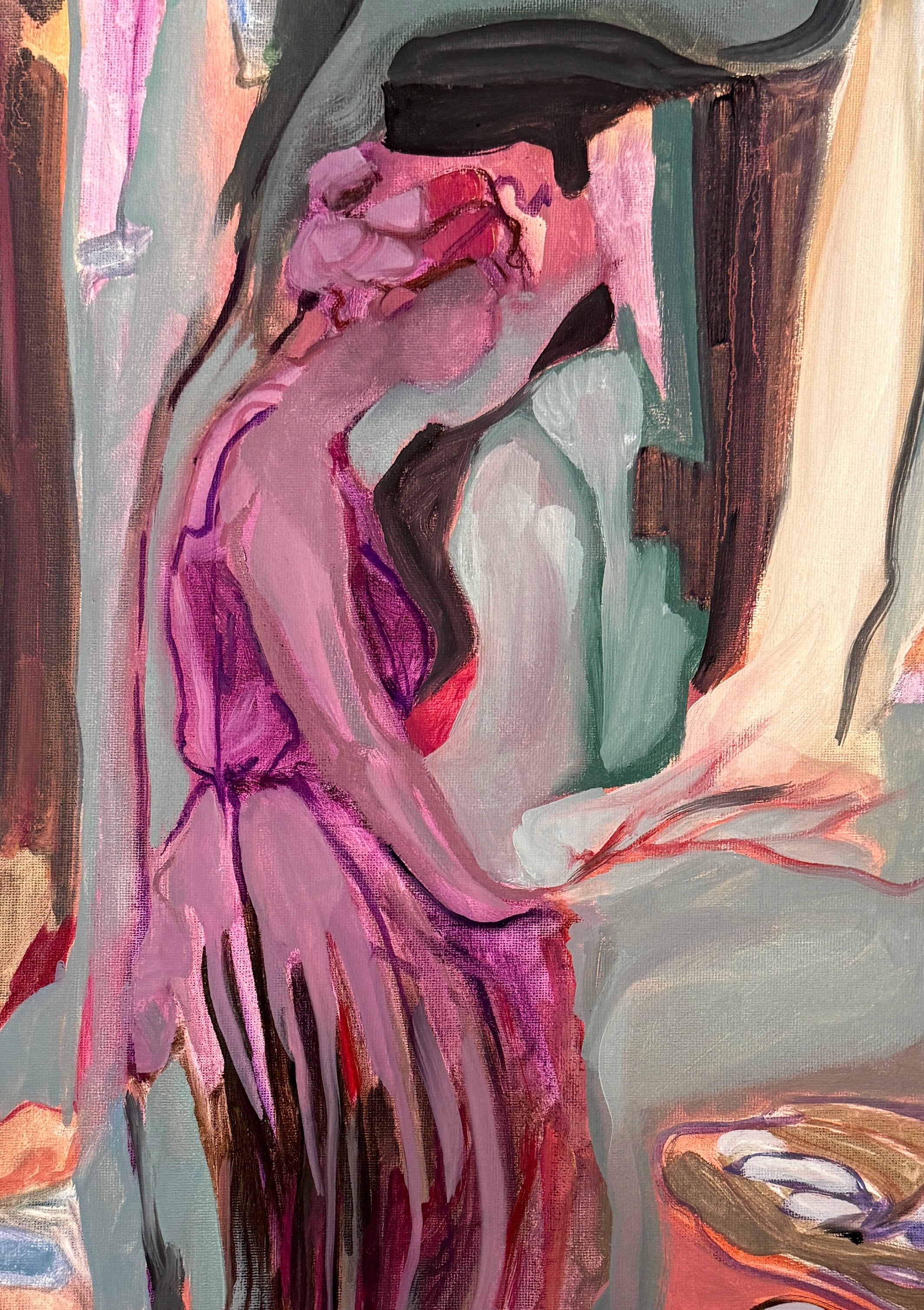 Violet Portrait, oil on canvas on cardboard, original artwork