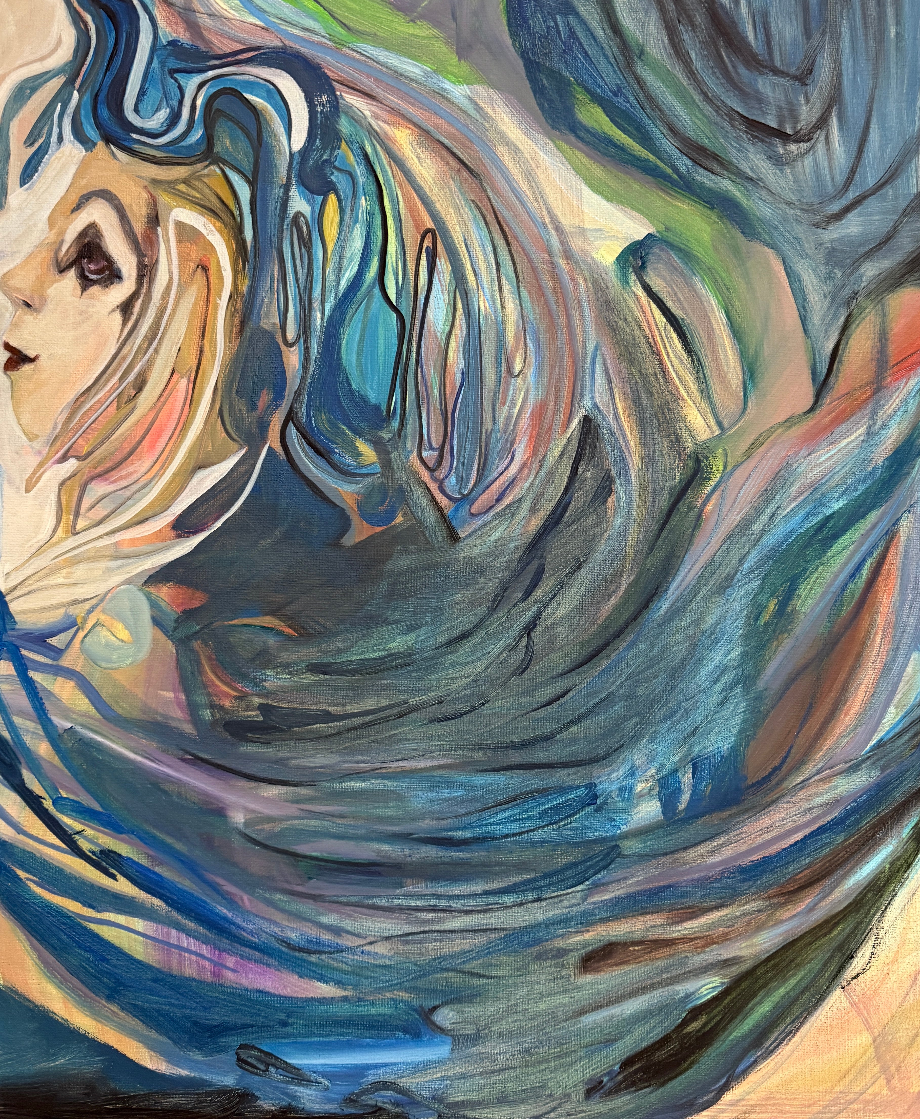 Girl's portrait, oil on canvas, original artwork