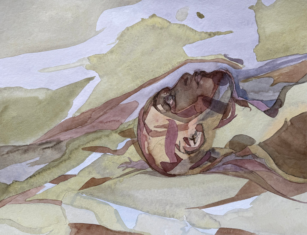 Male study, watercolor drawing, original work on paper